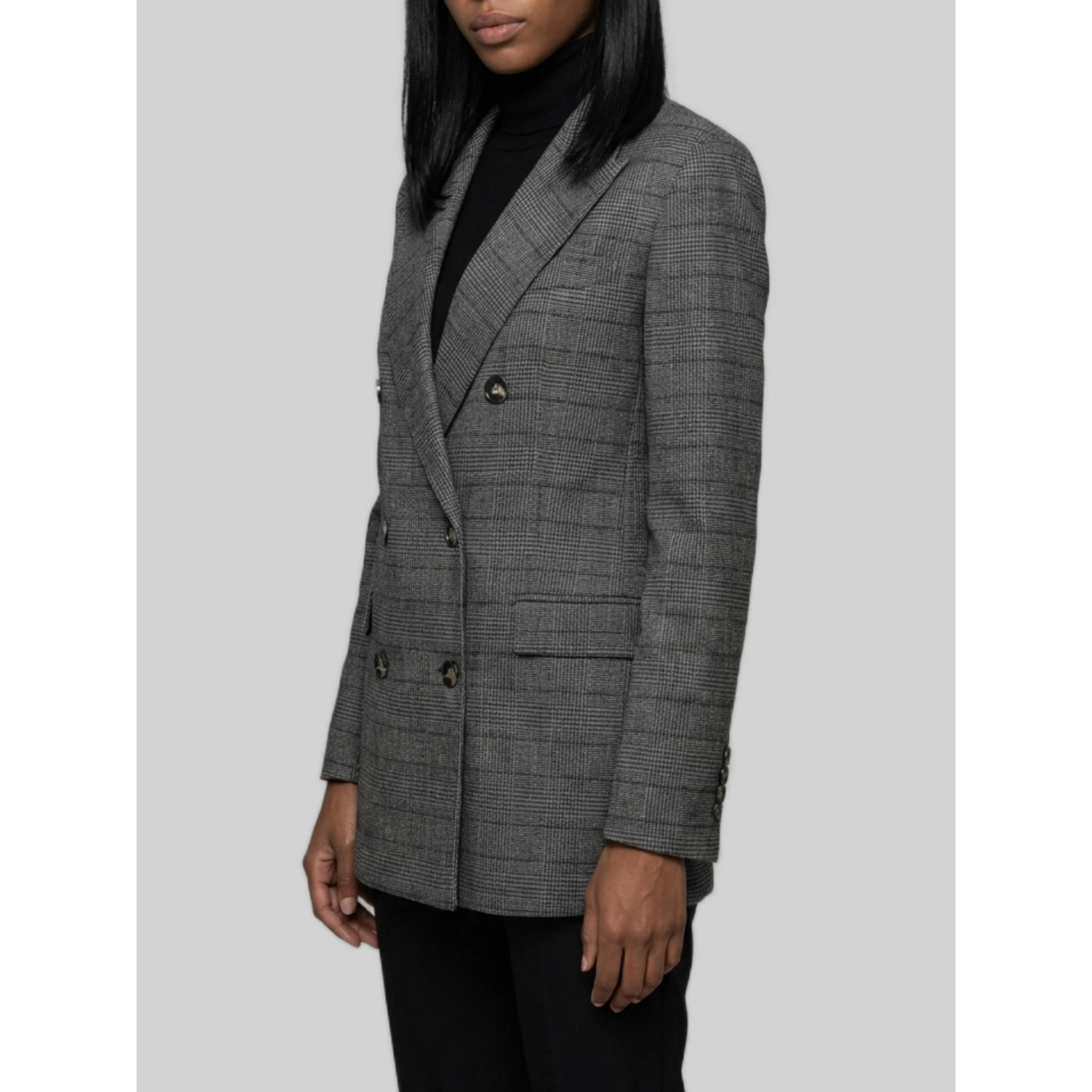 Double-breasted Prince of Wales check jacket