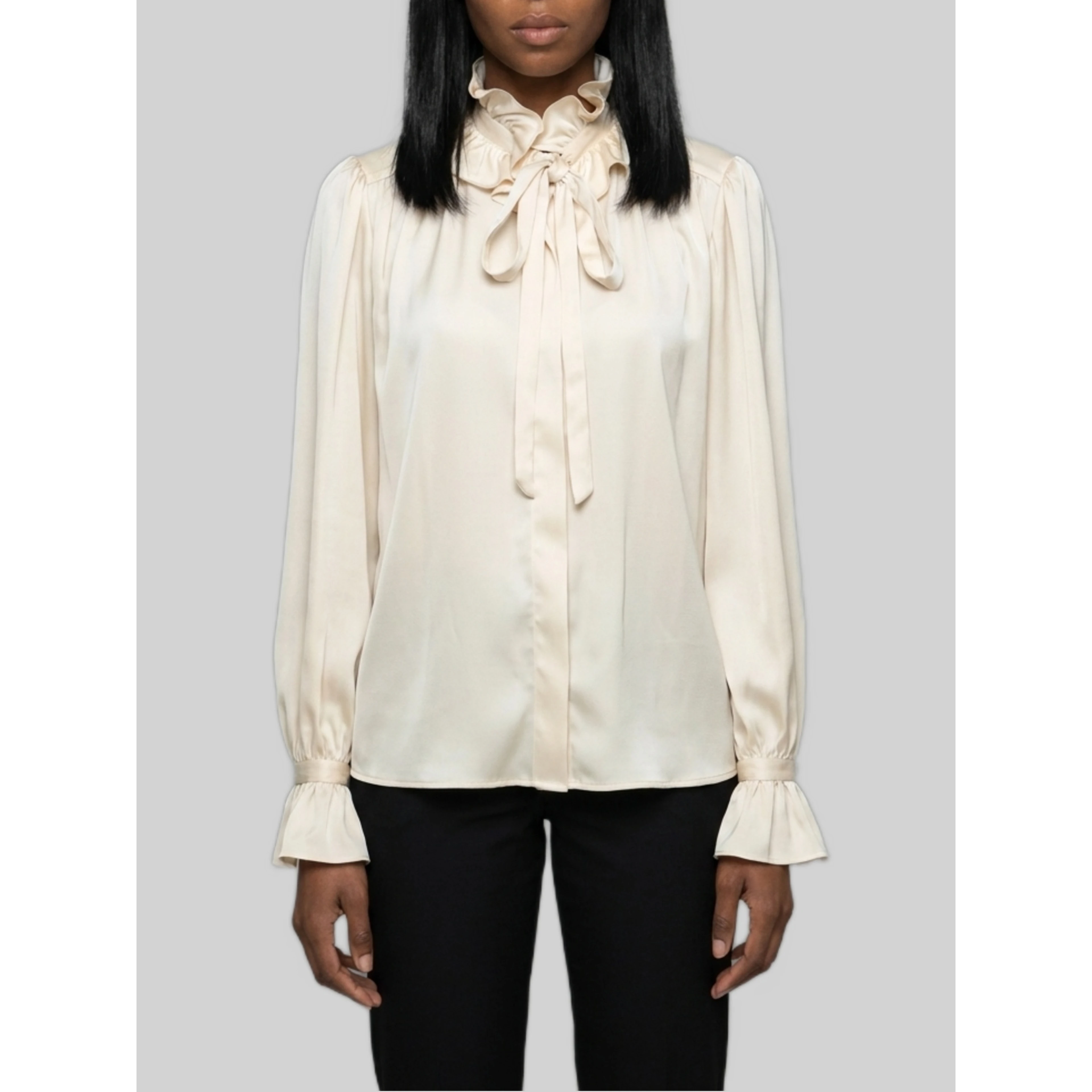 Champagne ruffled shirt