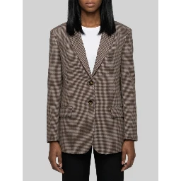 Single-breasted micro-check jacket