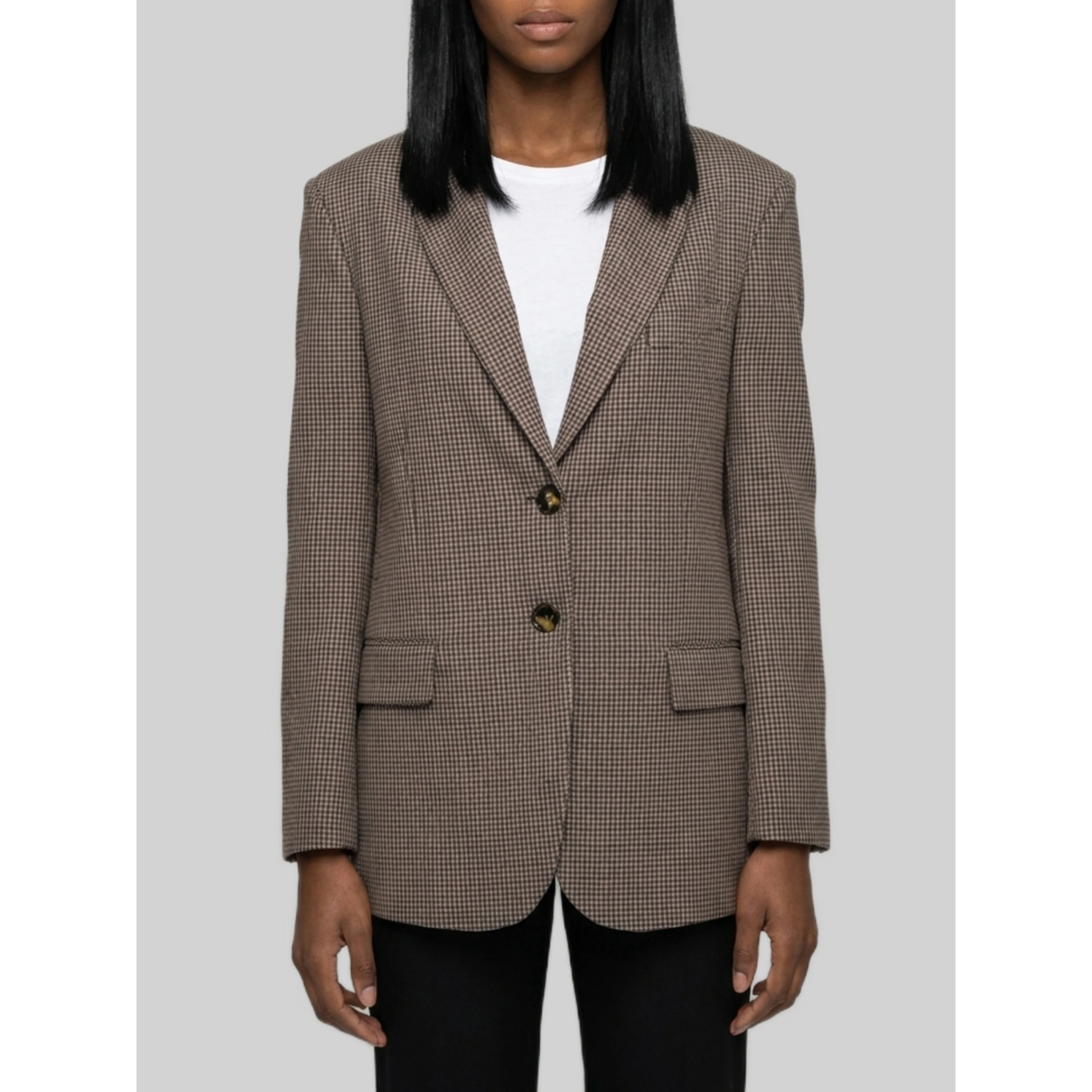 Single-breasted micro-check jacket