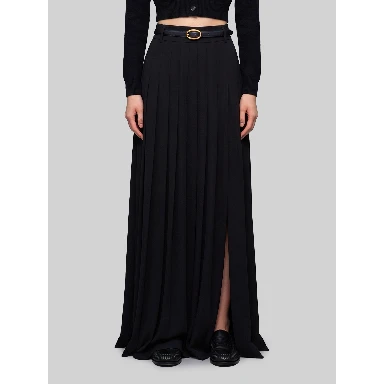 Black maxi pleated skirt