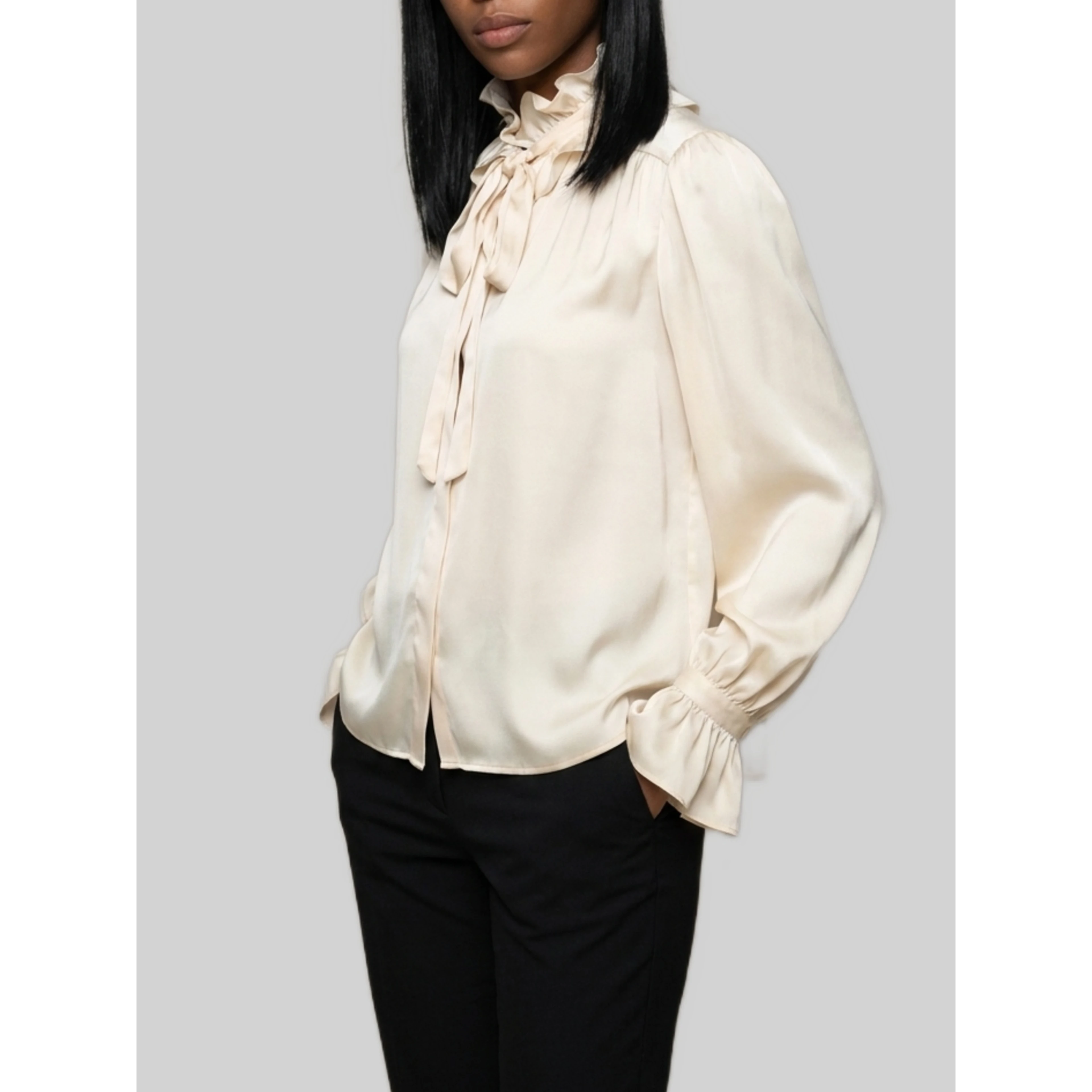 Champagne ruffled shirt
