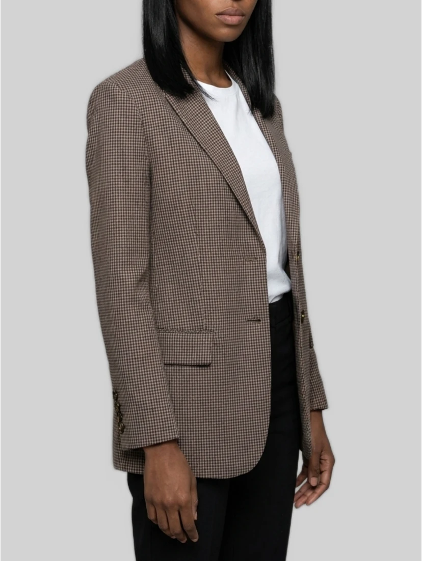 Single-breasted micro-check jacket