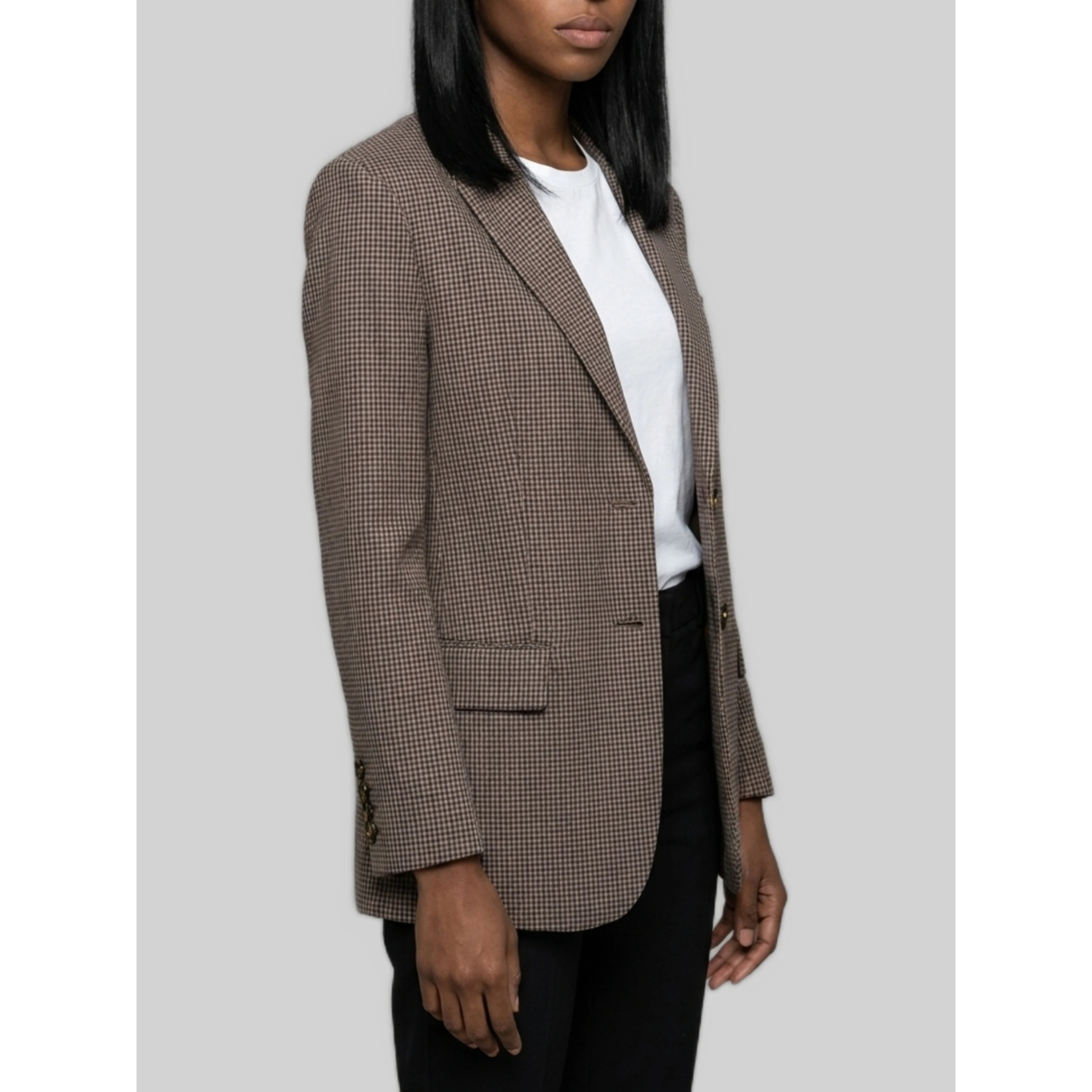 Single-breasted micro-check jacket