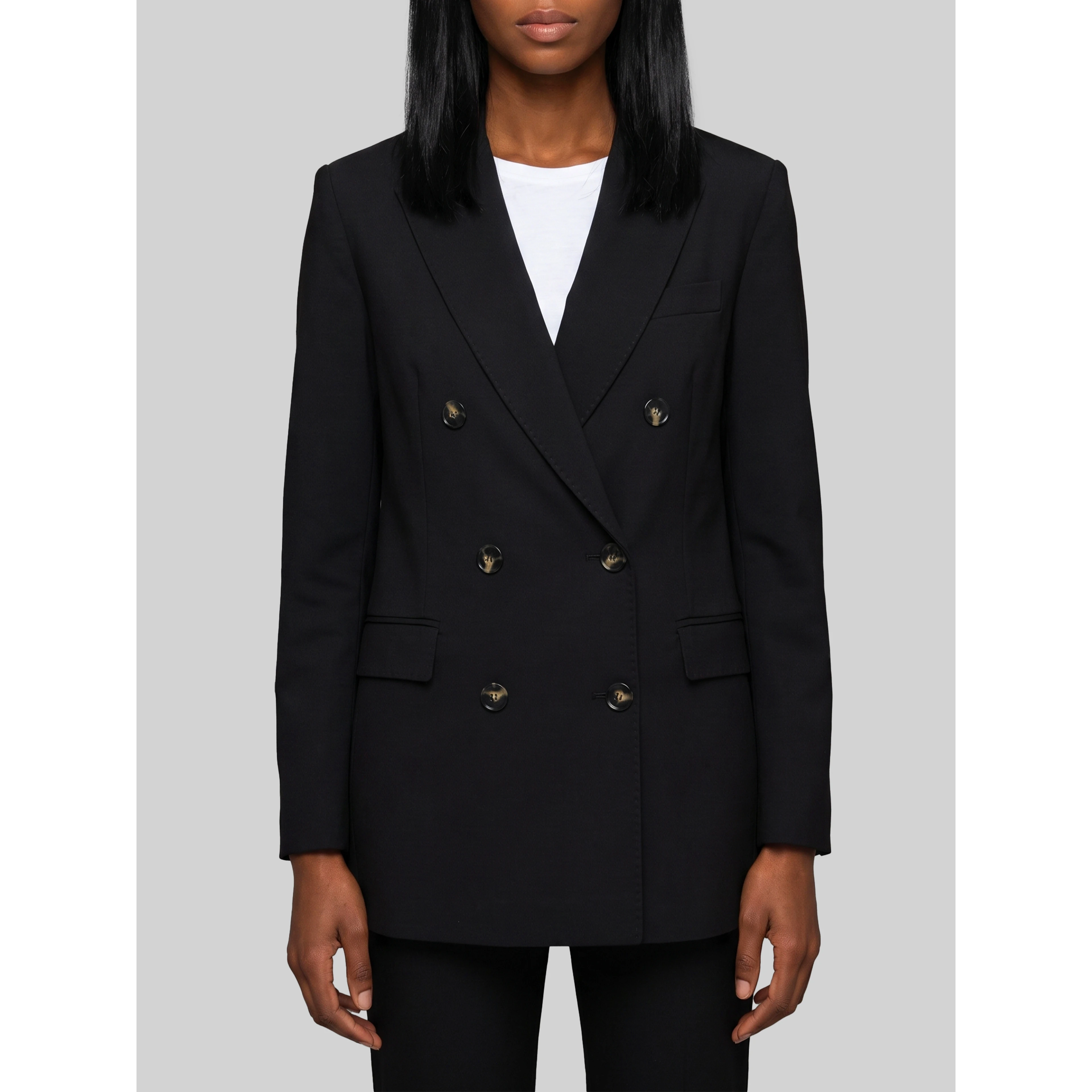 Double-breasted black jacket