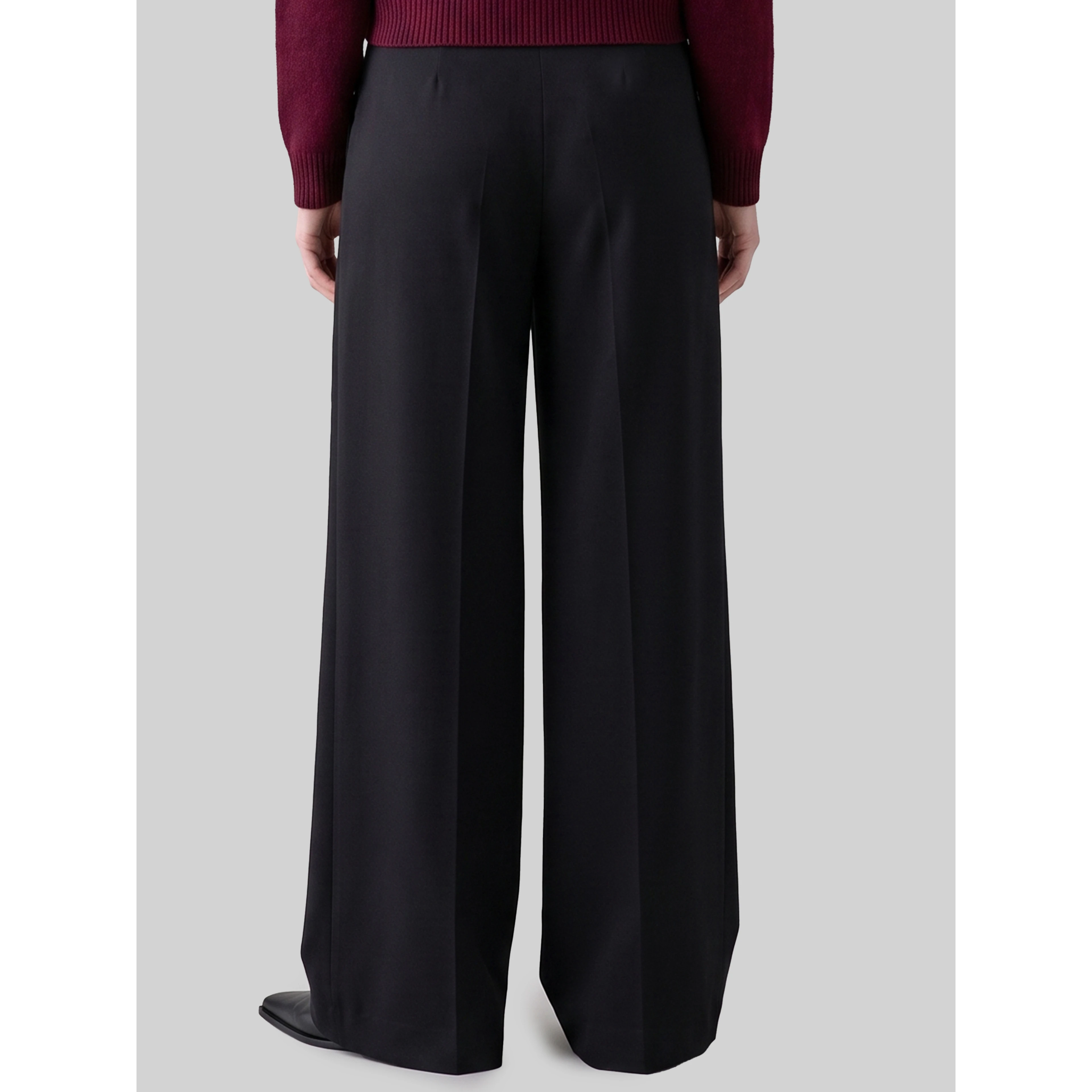 Wide-leg stretch canvas trousers