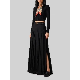 Black maxi pleated skirt