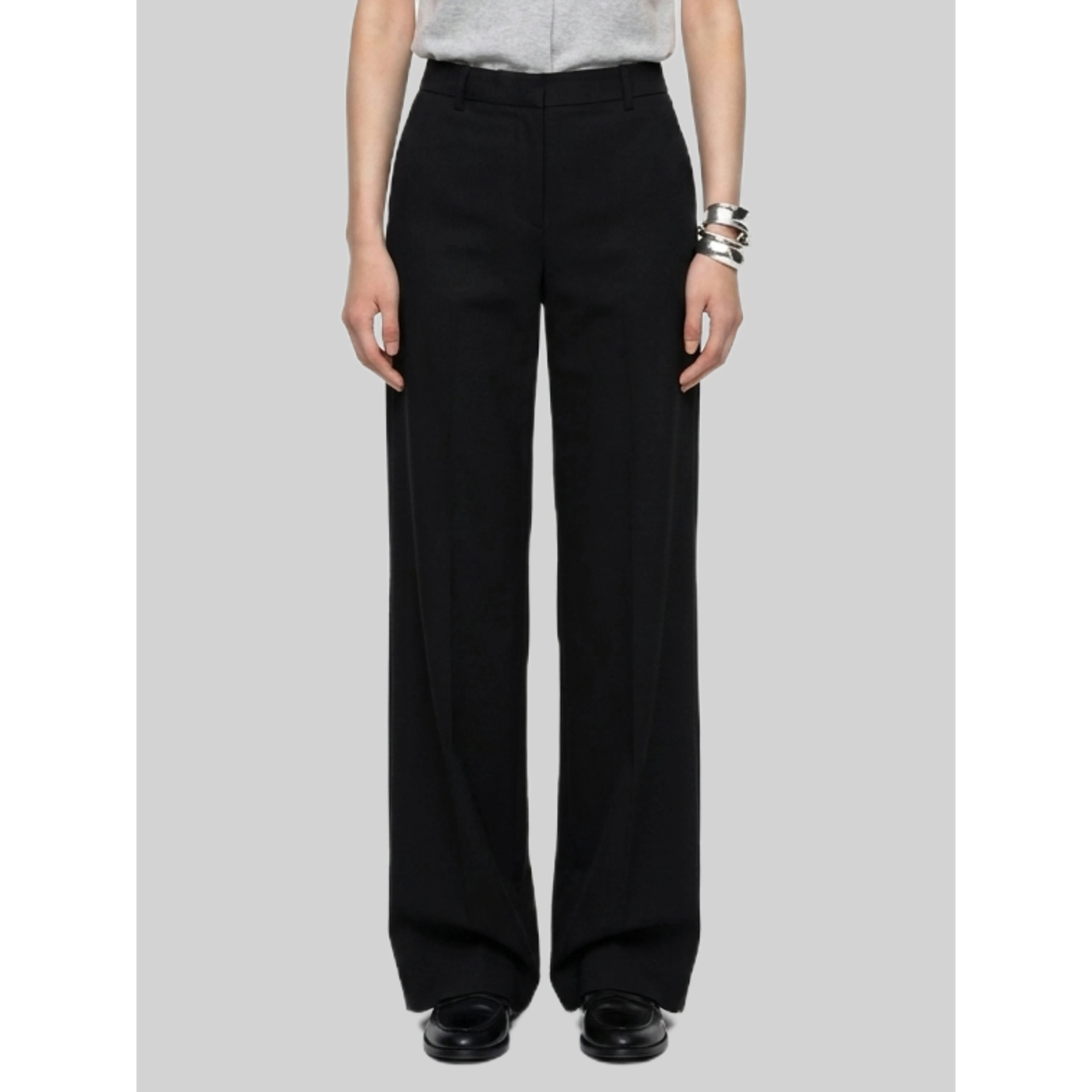 Elastic-waist satin trousers