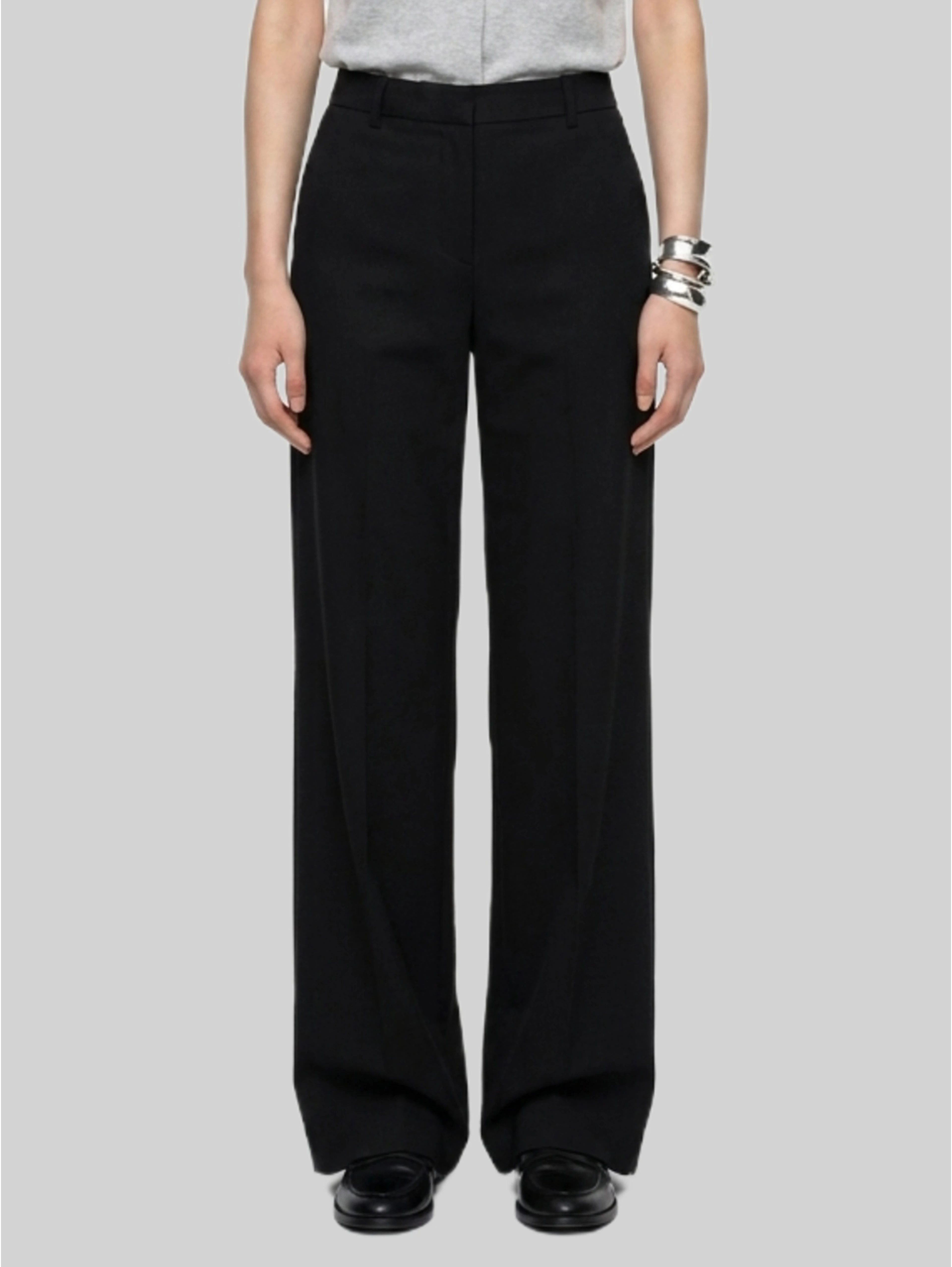 Elastic-waist satin trousers