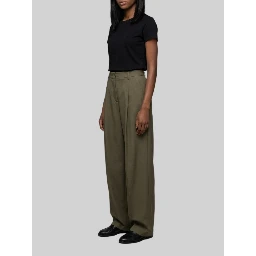 Light stretch canvas pants in military green