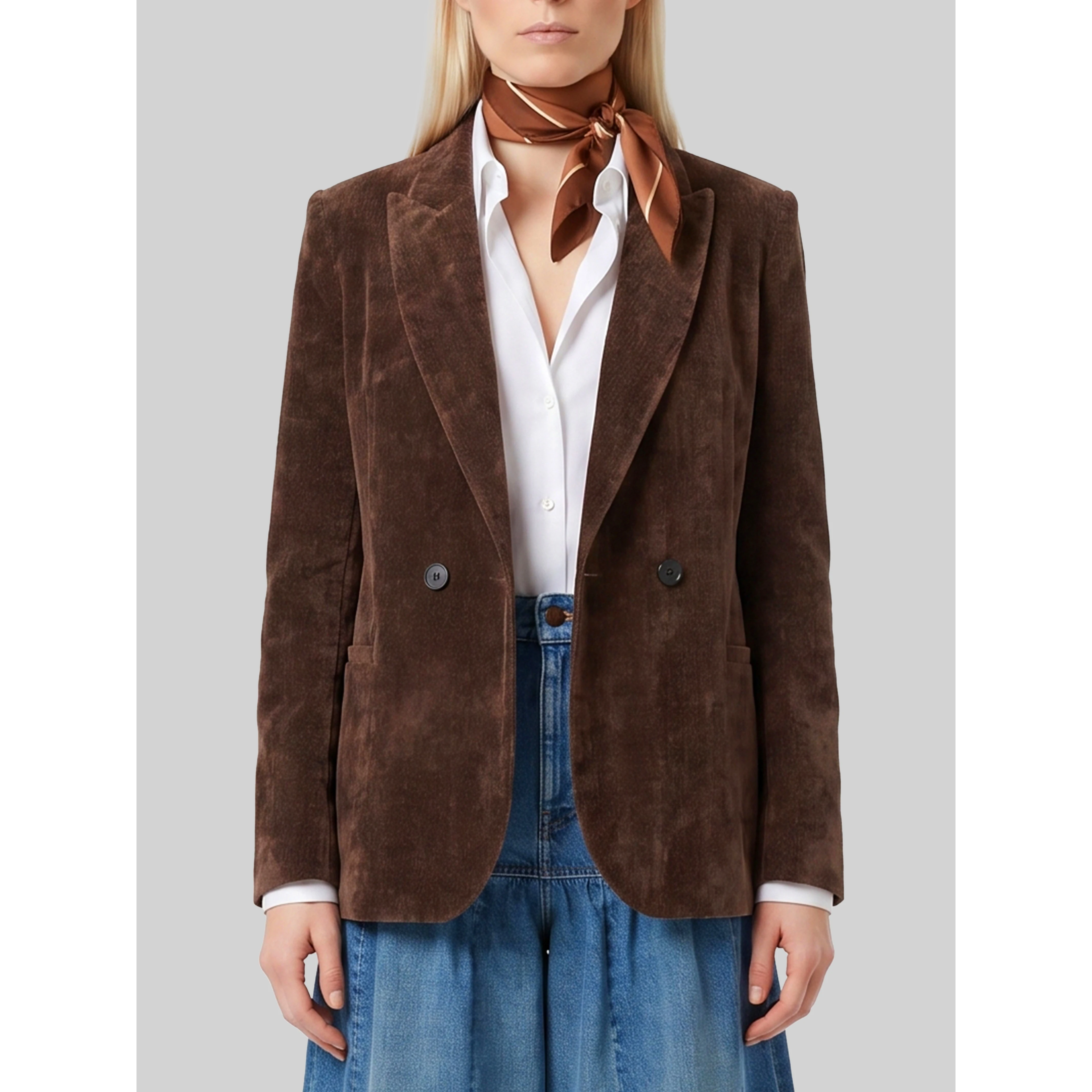 Double-breasted délavé velvet jacket