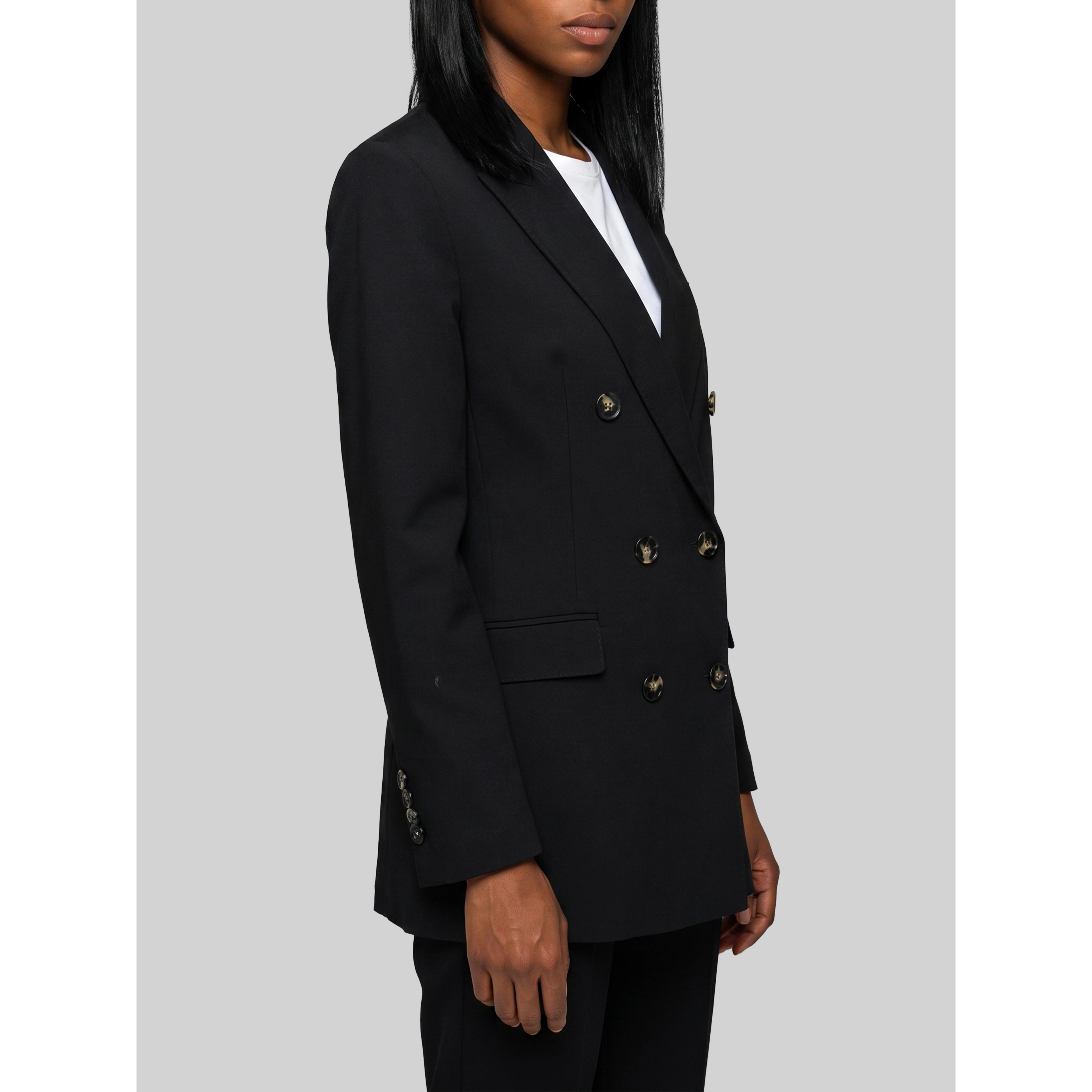 Double-breasted black jacket