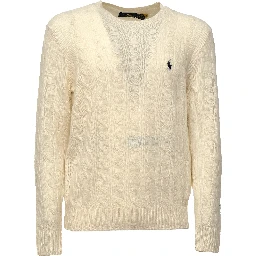 Cable-Knit Crewneck Pullover In Wool, Cashmere