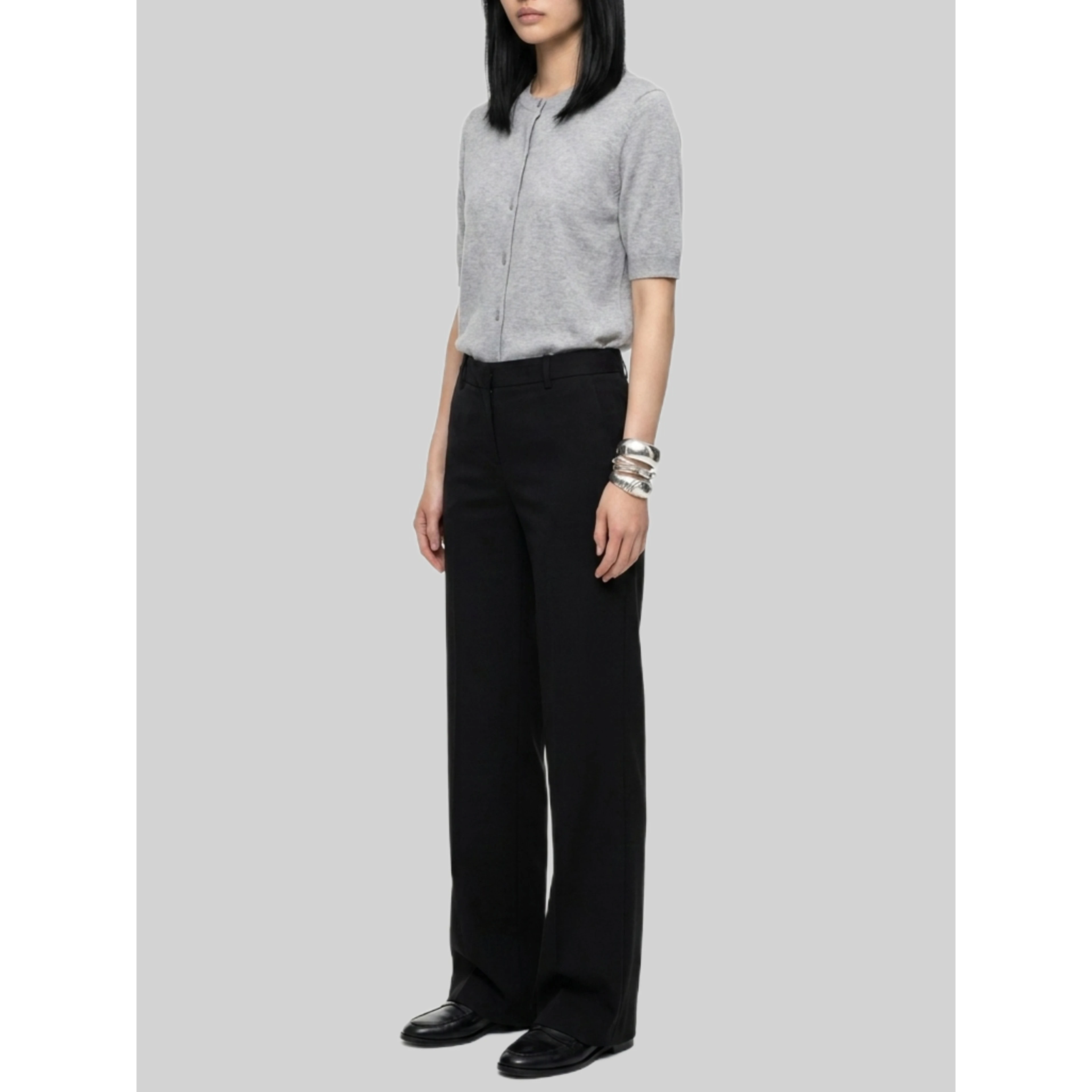 Elastic-waist satin trousers