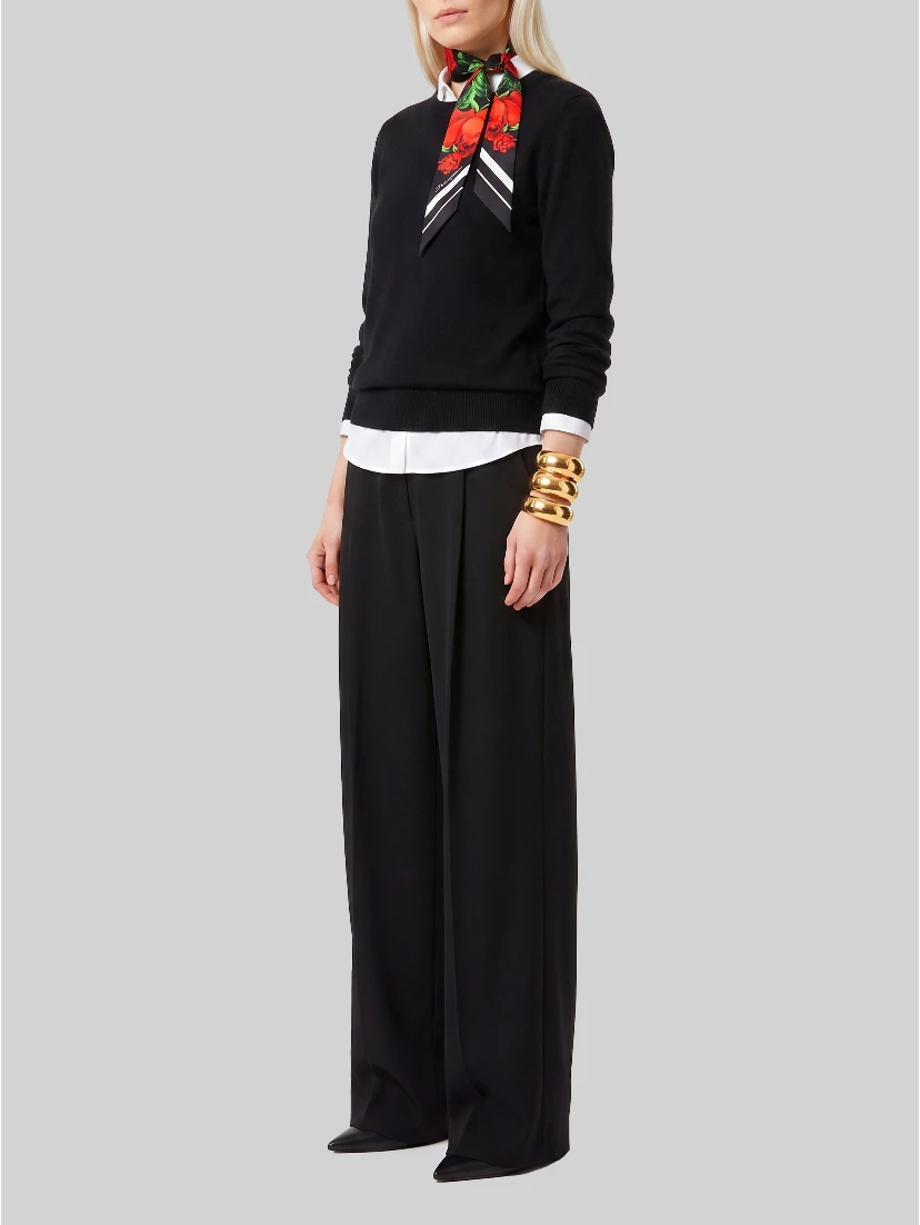 Light stretch canvas pants in black