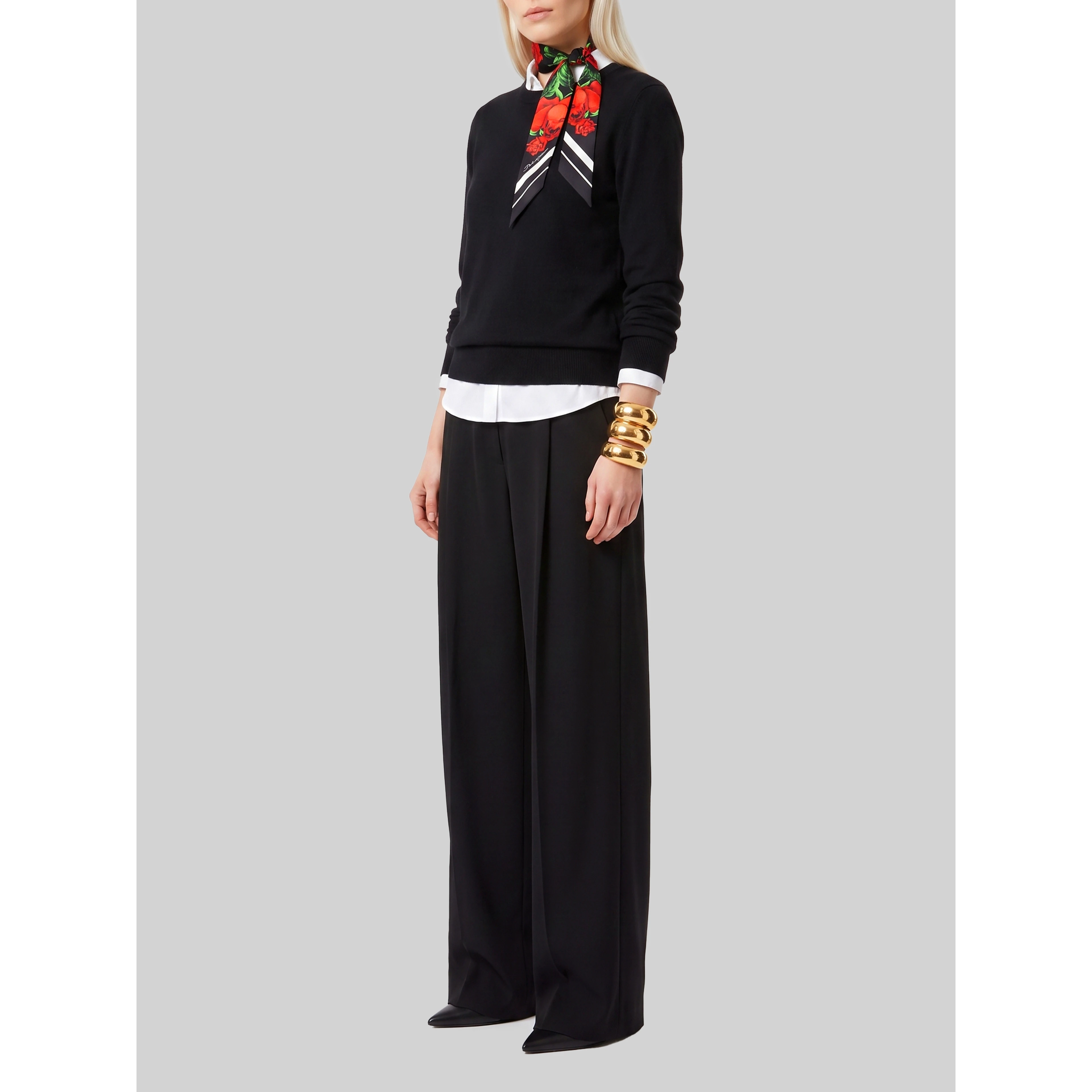 Light stretch canvas pants in black
