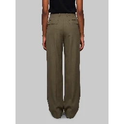 Light stretch canvas pants in military green