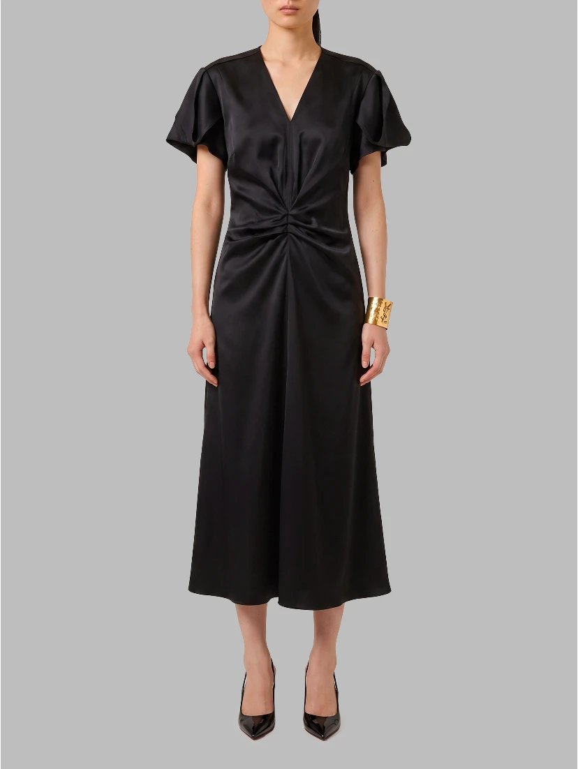 Midi dress with draping