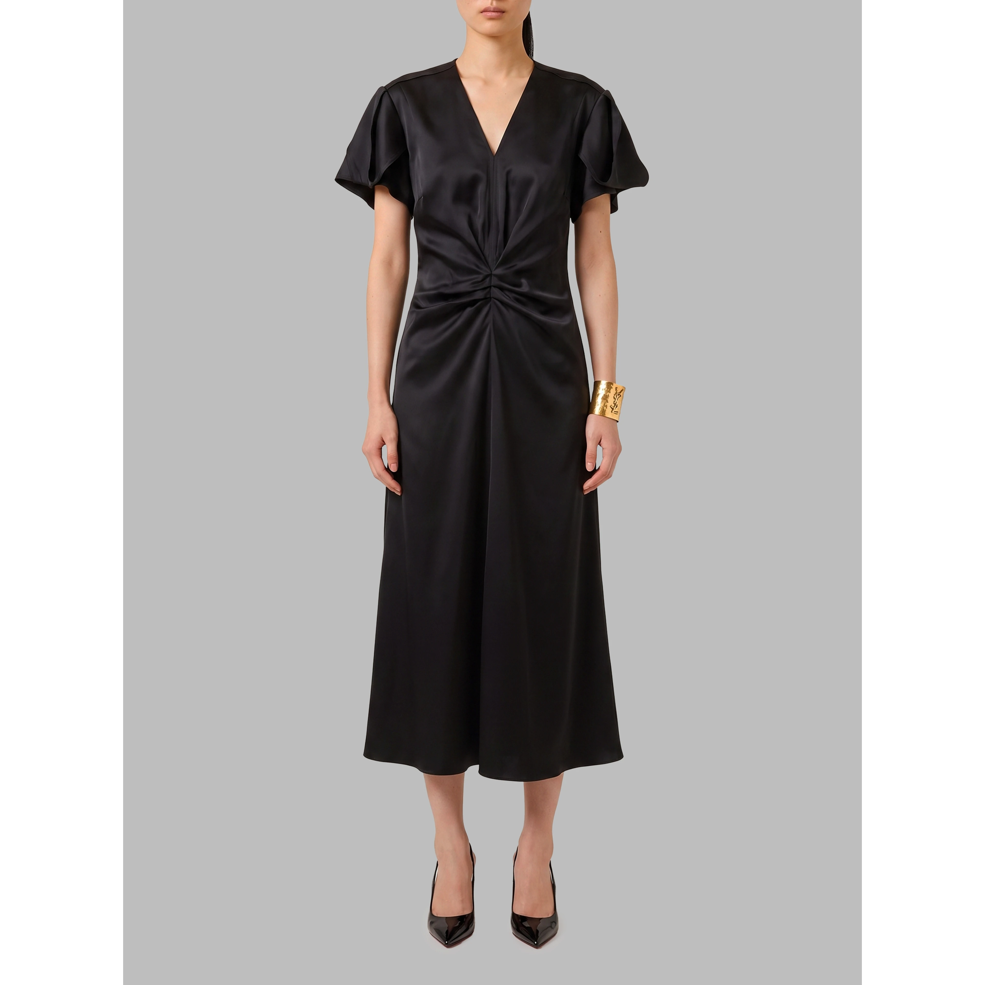Midi dress with draping