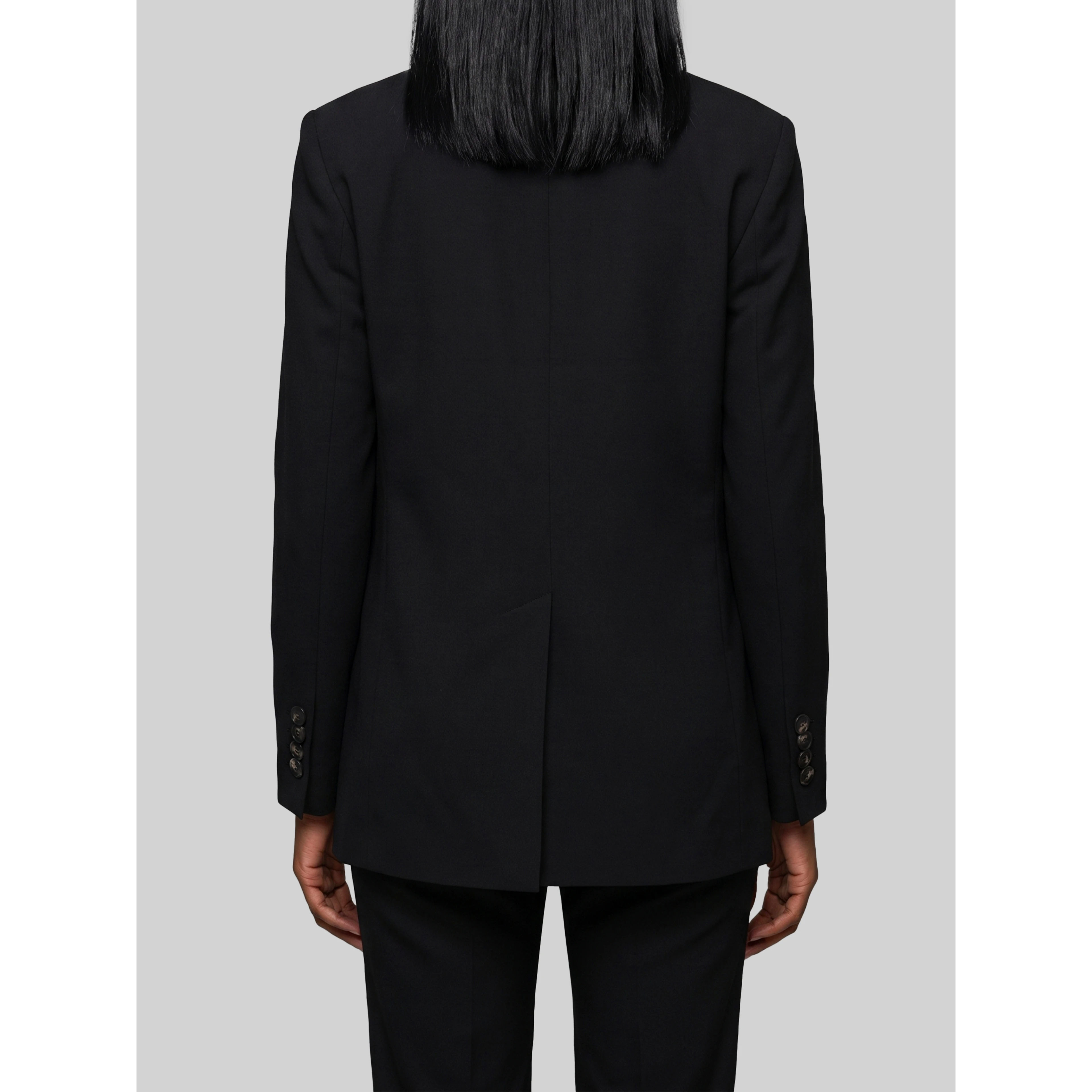 Double-breasted black jacket