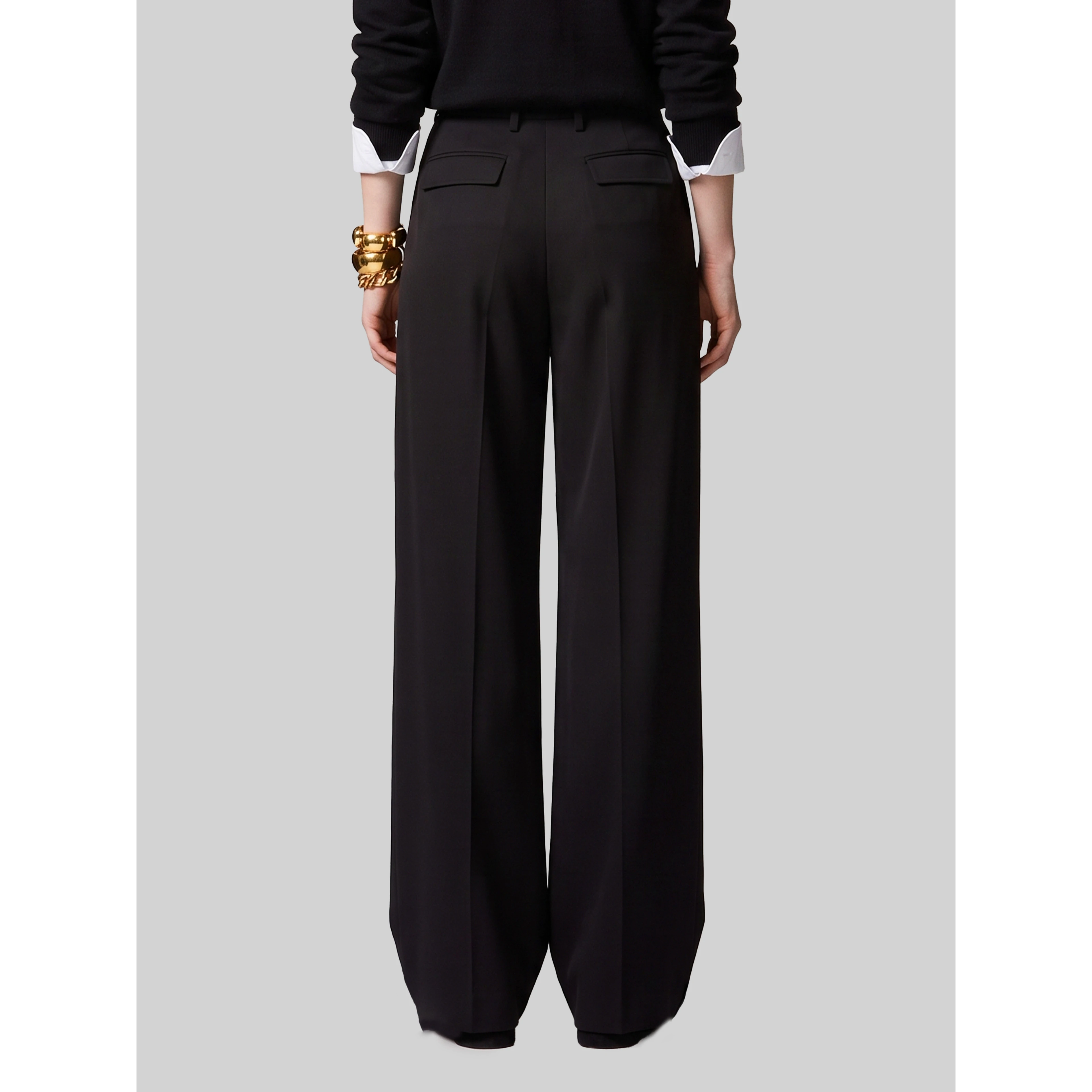 Light stretch canvas pants in black