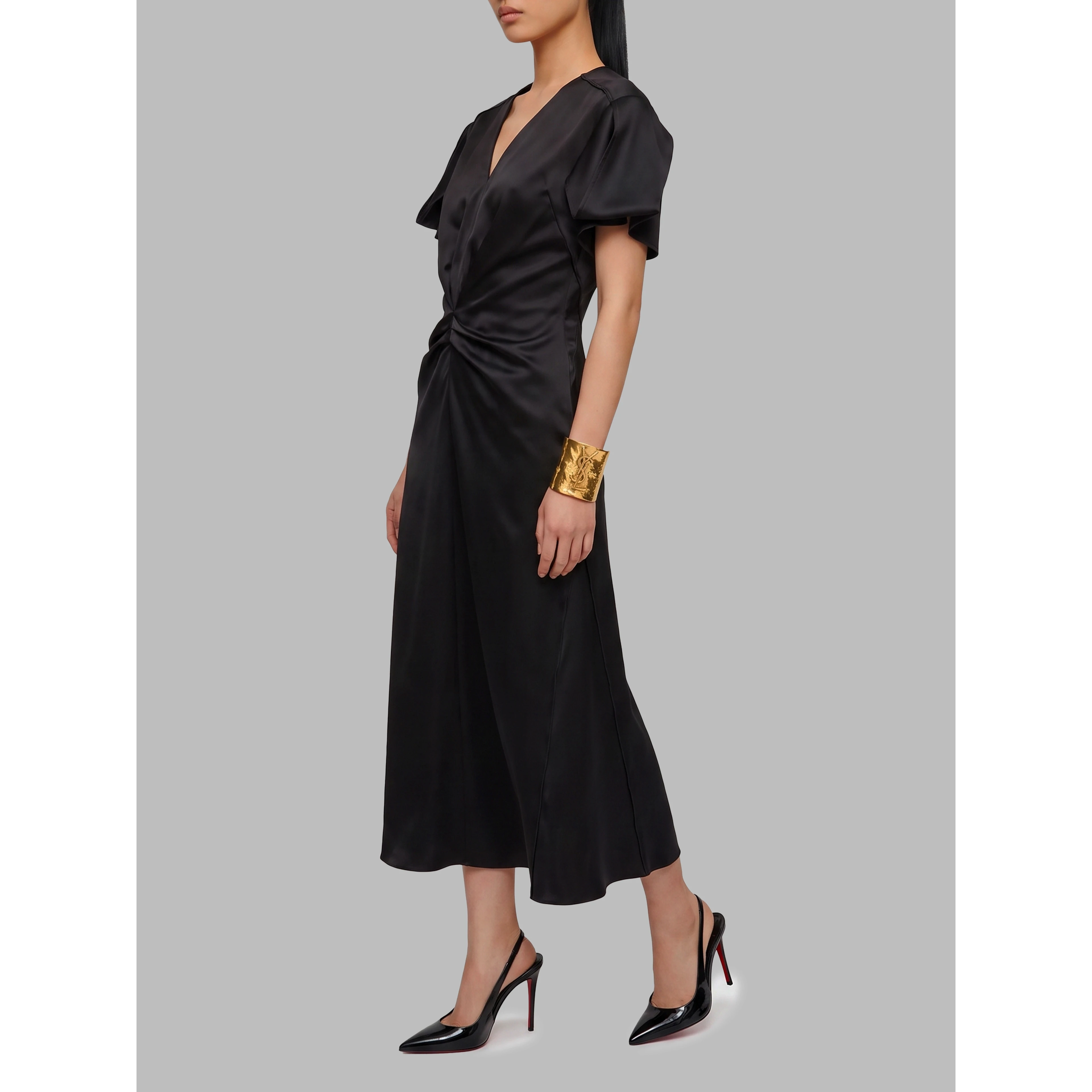 Midi dress with draping