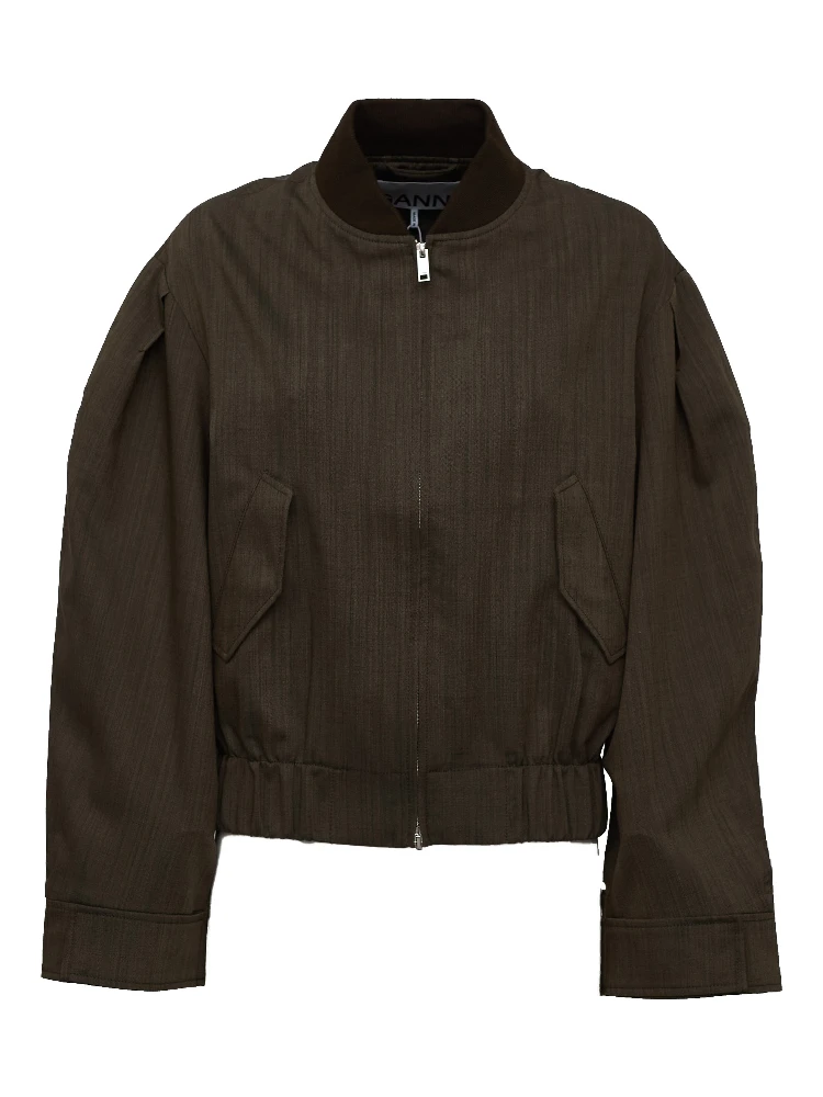 Light Wool Melange Bomber Jacket
