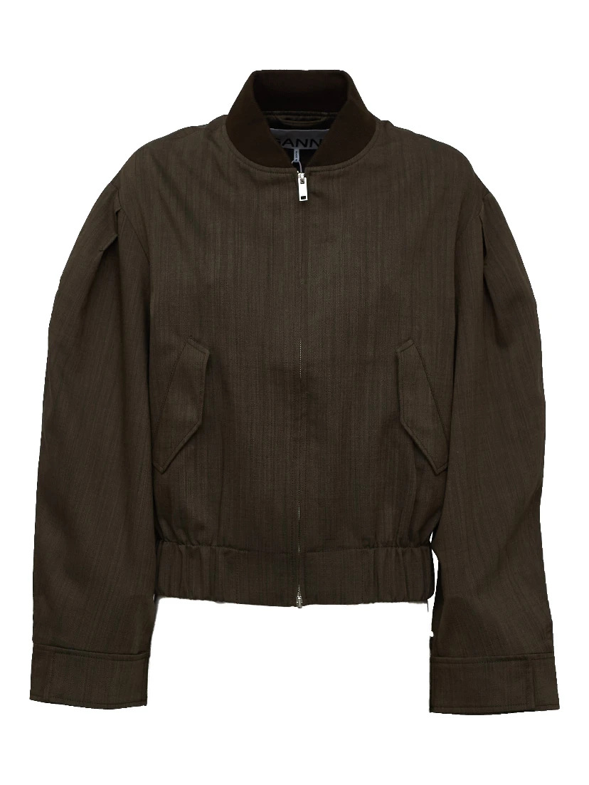 Light Wool Melange Bomber Jacket