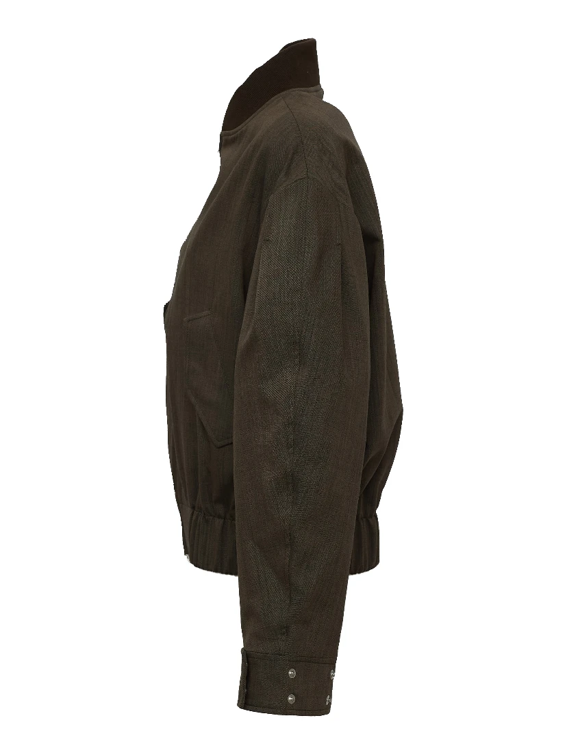 Light Wool Melange Bomber Jacket