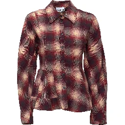Cotton Flannel Check Peplum Shirt