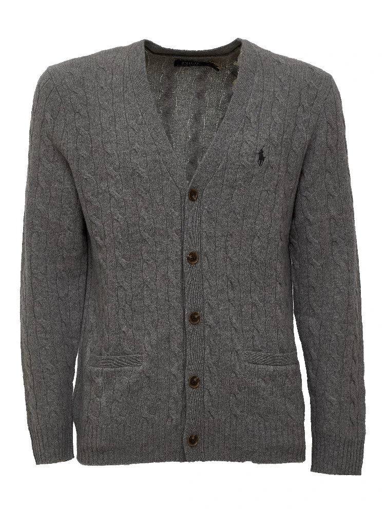 Cable-Knit Cardigan In Wool, Cashmere
