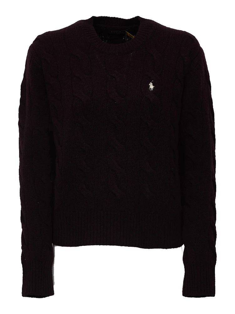 Cable Knit Crewneck Sweater Wool, Cashmere Blend
