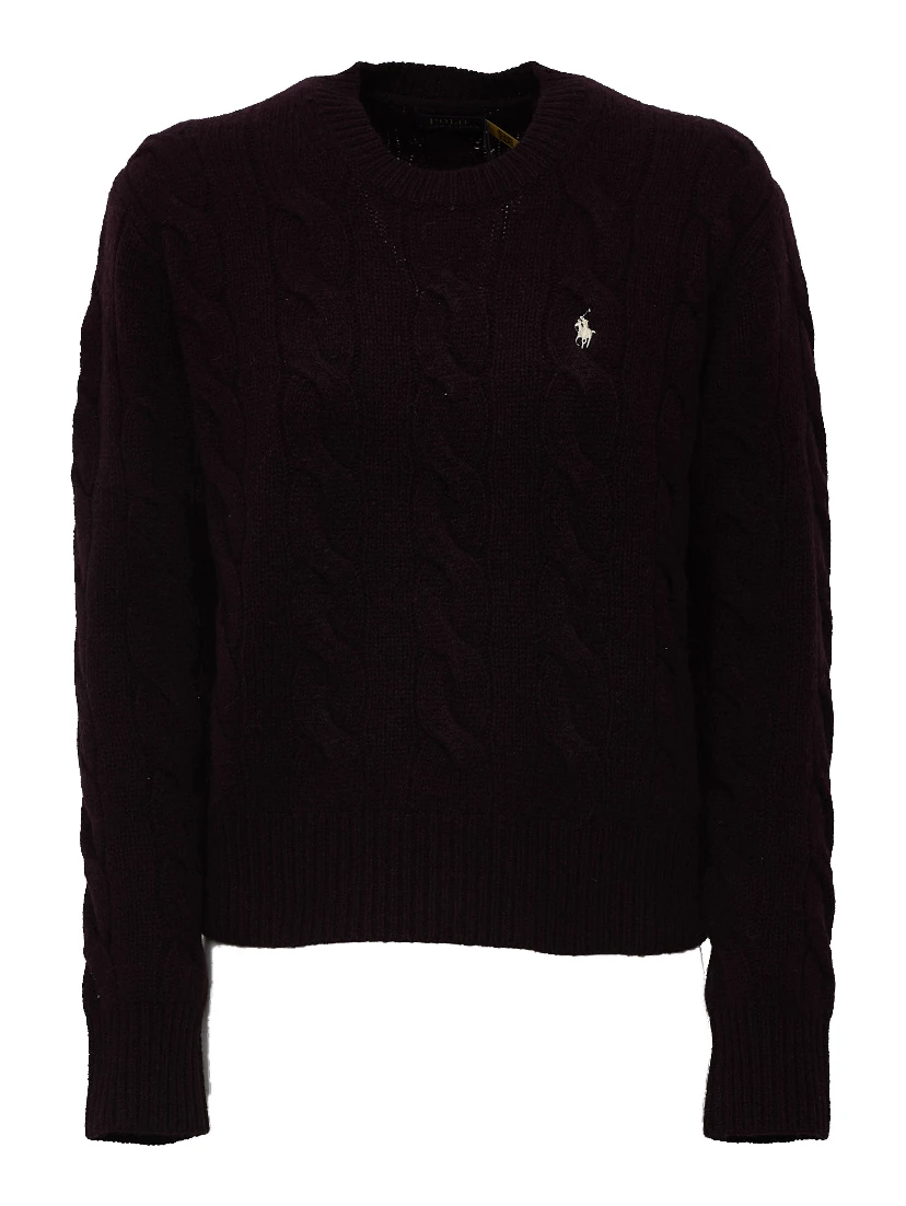 Cable Knit Crewneck Sweater Wool, Cashmere Blend