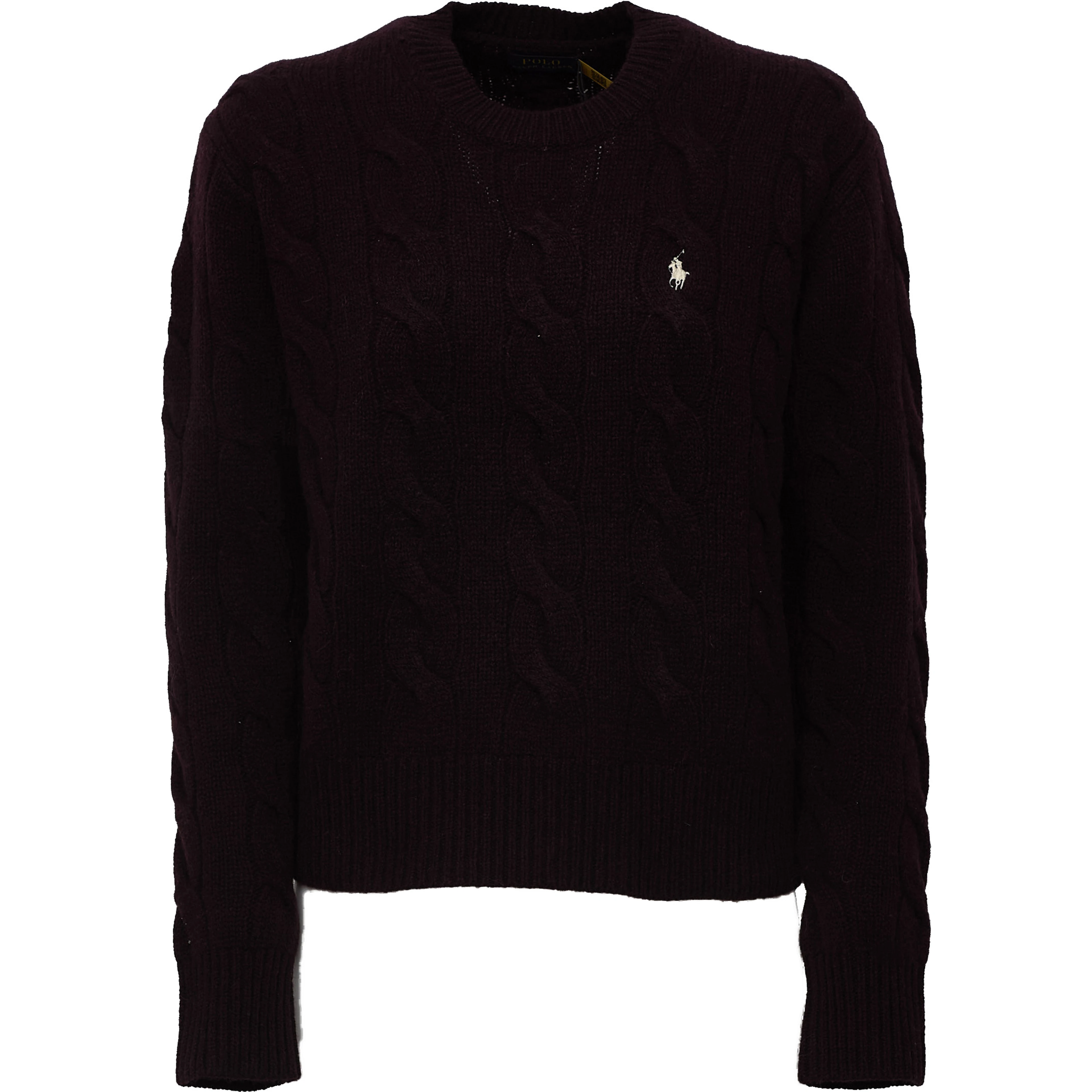 Cable Knit Crewneck Sweater Wool, Cashmere Blend