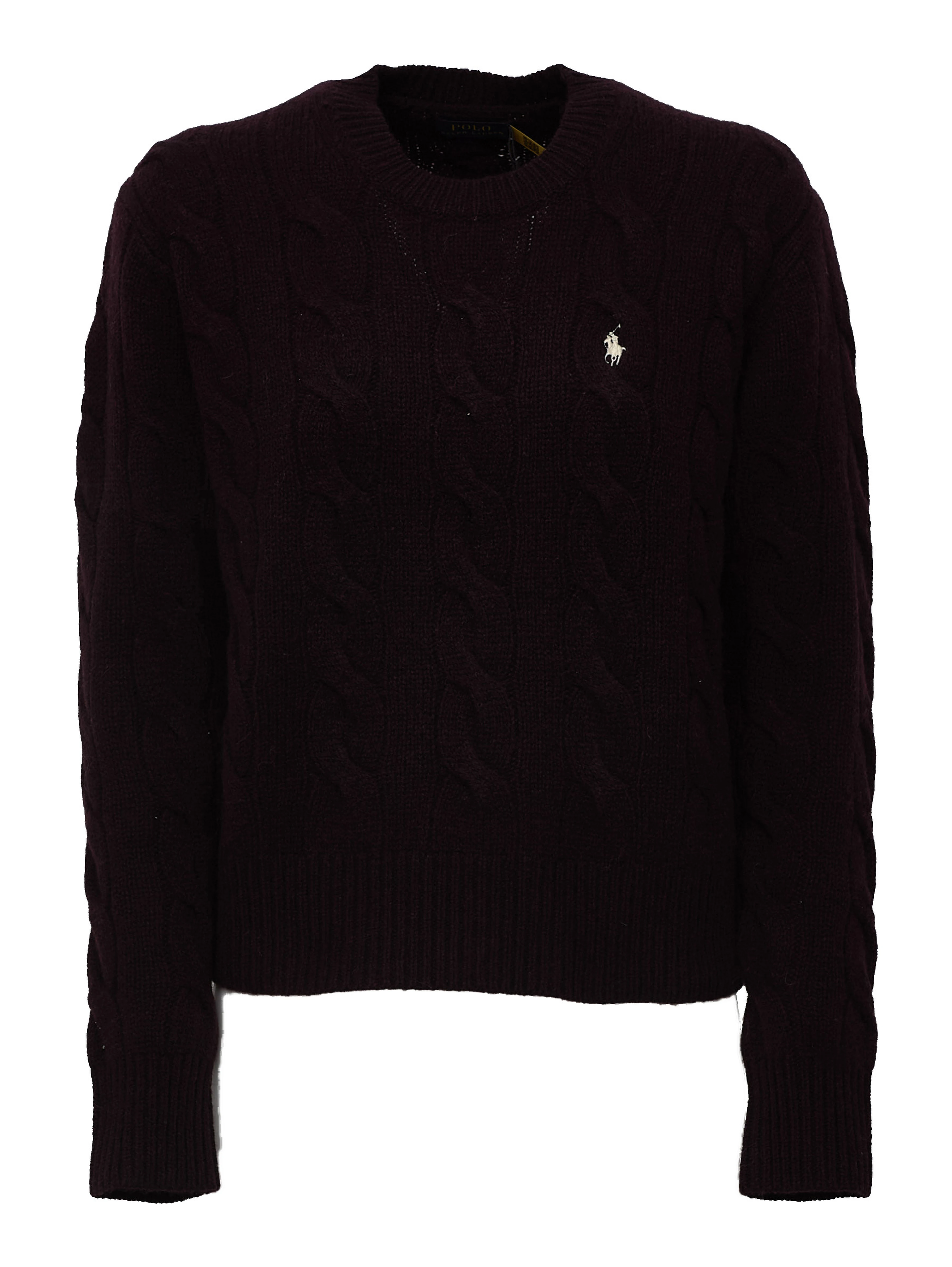 Cable Knit Crewneck Sweater Wool, Cashmere Blend
