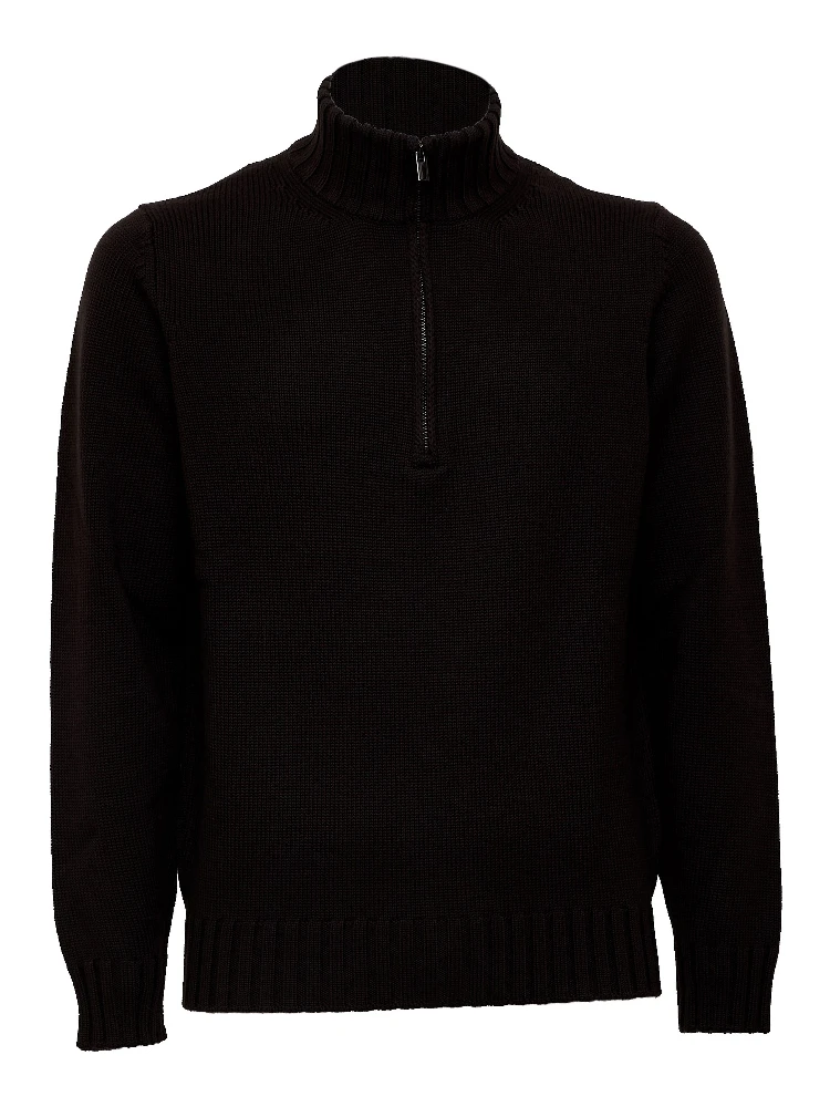 Maglia Mezza Zip In Lana Merino