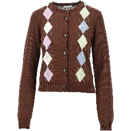 Knitted cardigan with diamond motif