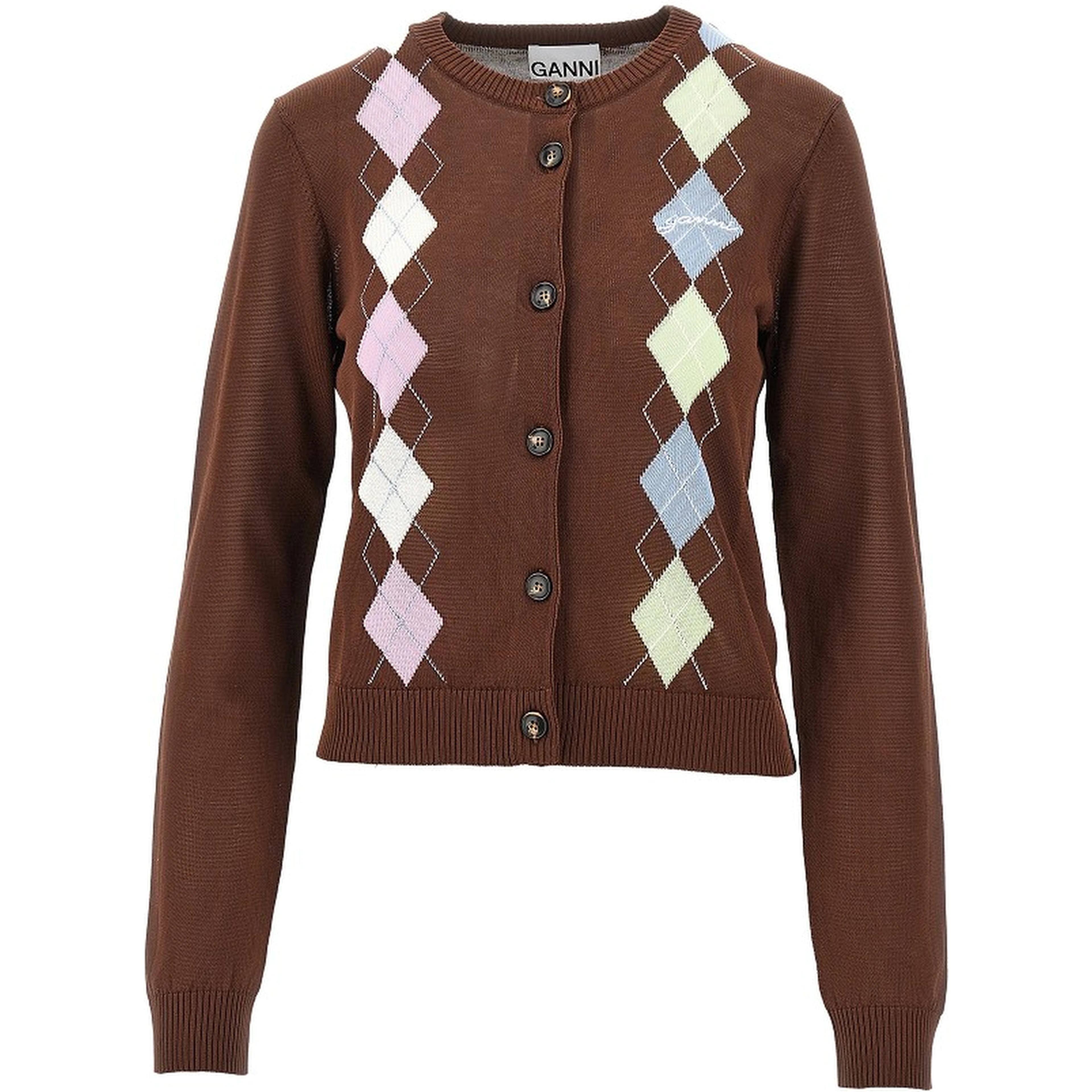 Knitted cardigan with diamond motif