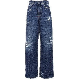 Distressed denim oversized pants