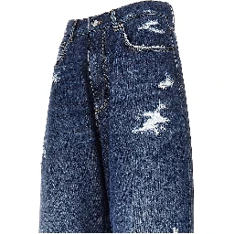 Distressed denim oversized pants