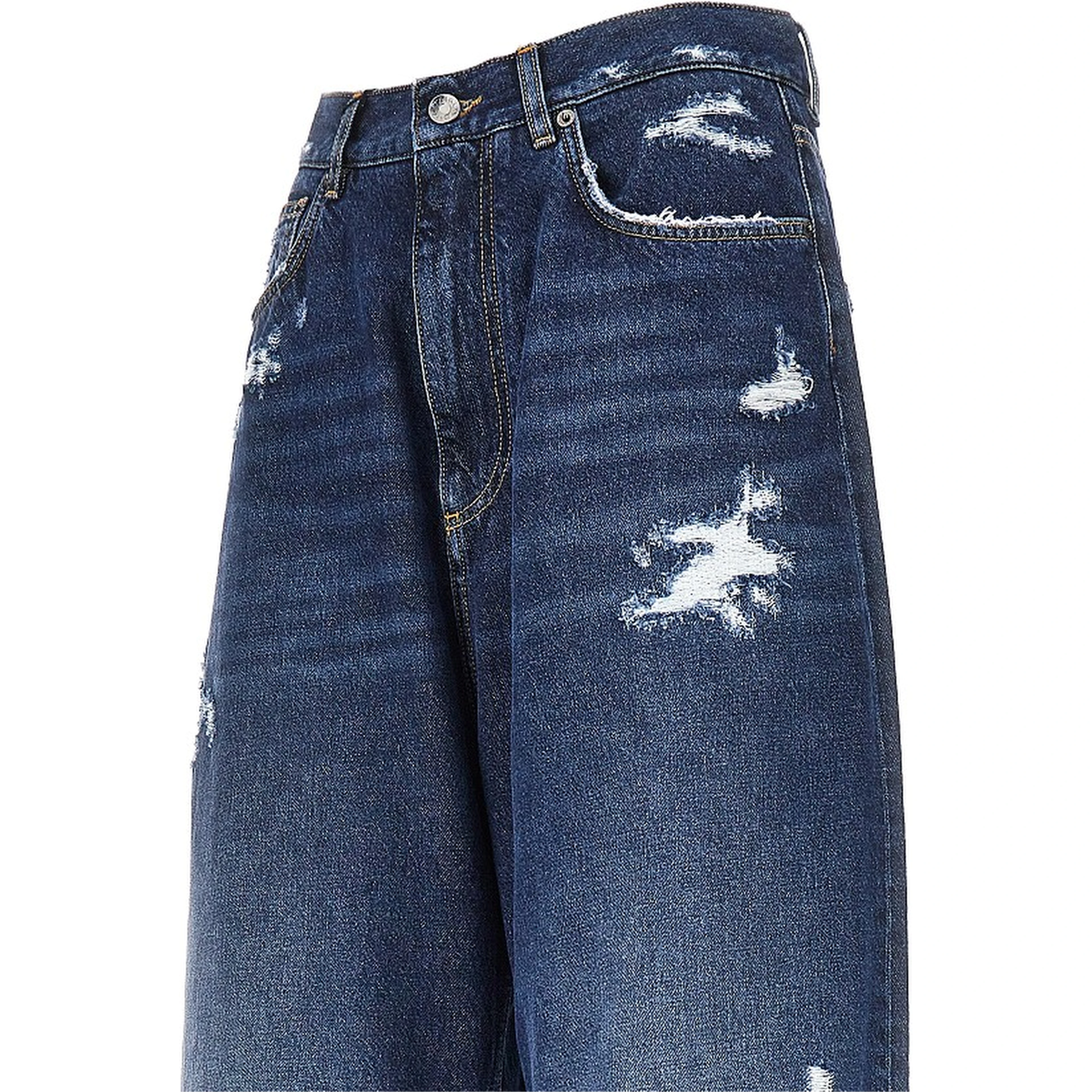 Distressed denim oversized pants