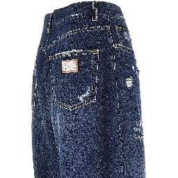 Distressed denim oversized pants