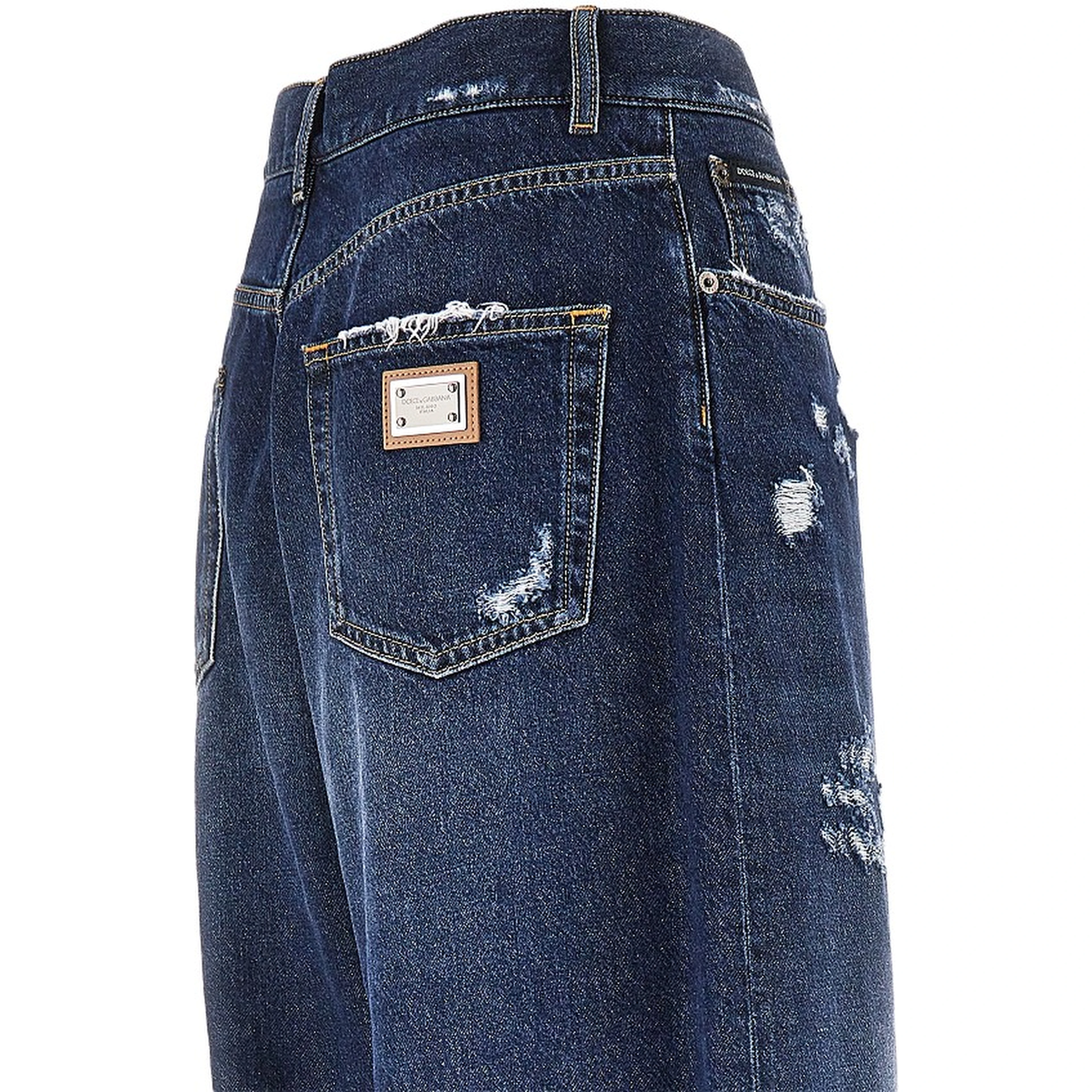 Distressed denim oversized pants
