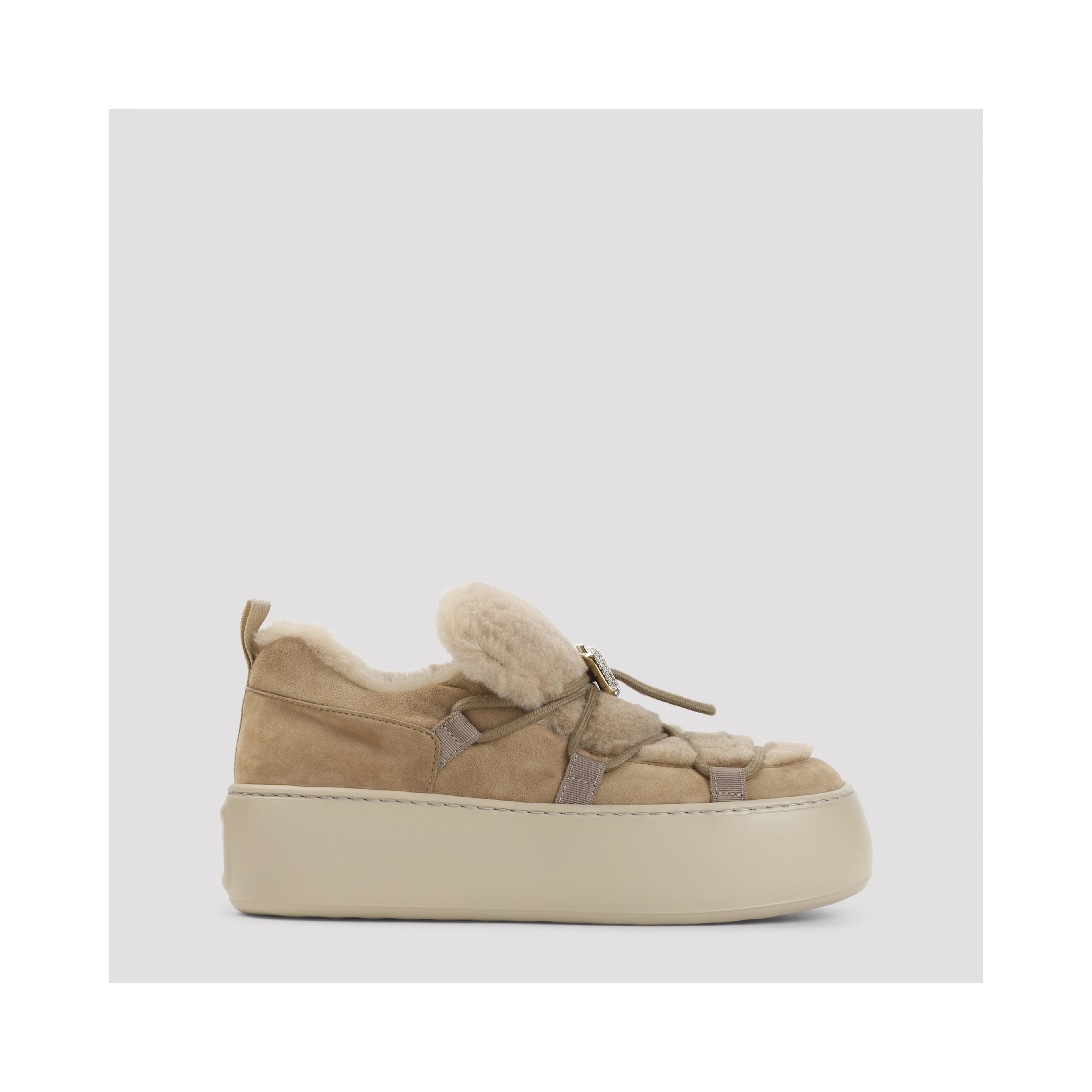 Roger Vivier Snow Lace Up Fur
