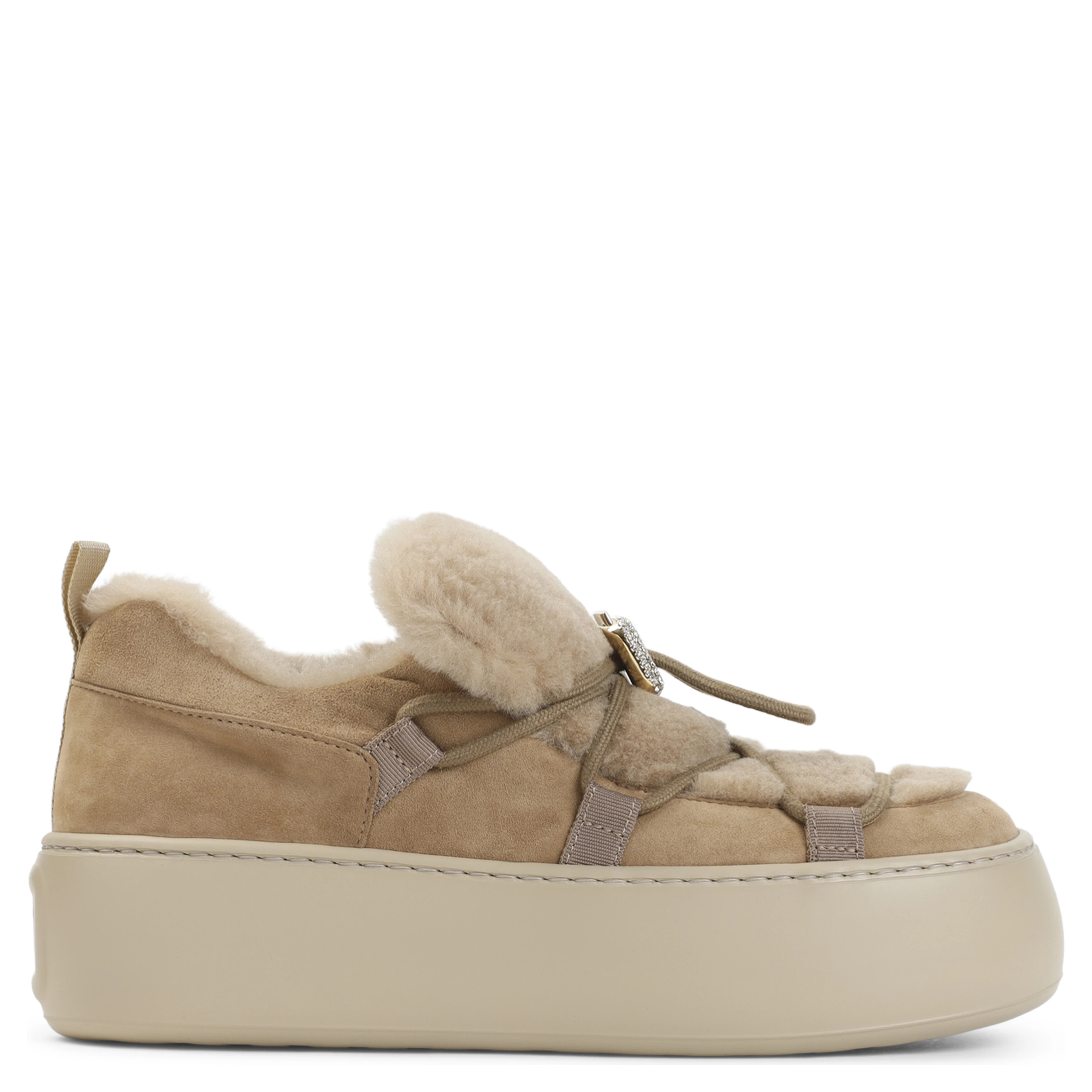 Roger Vivier Snow Lace Up Fur