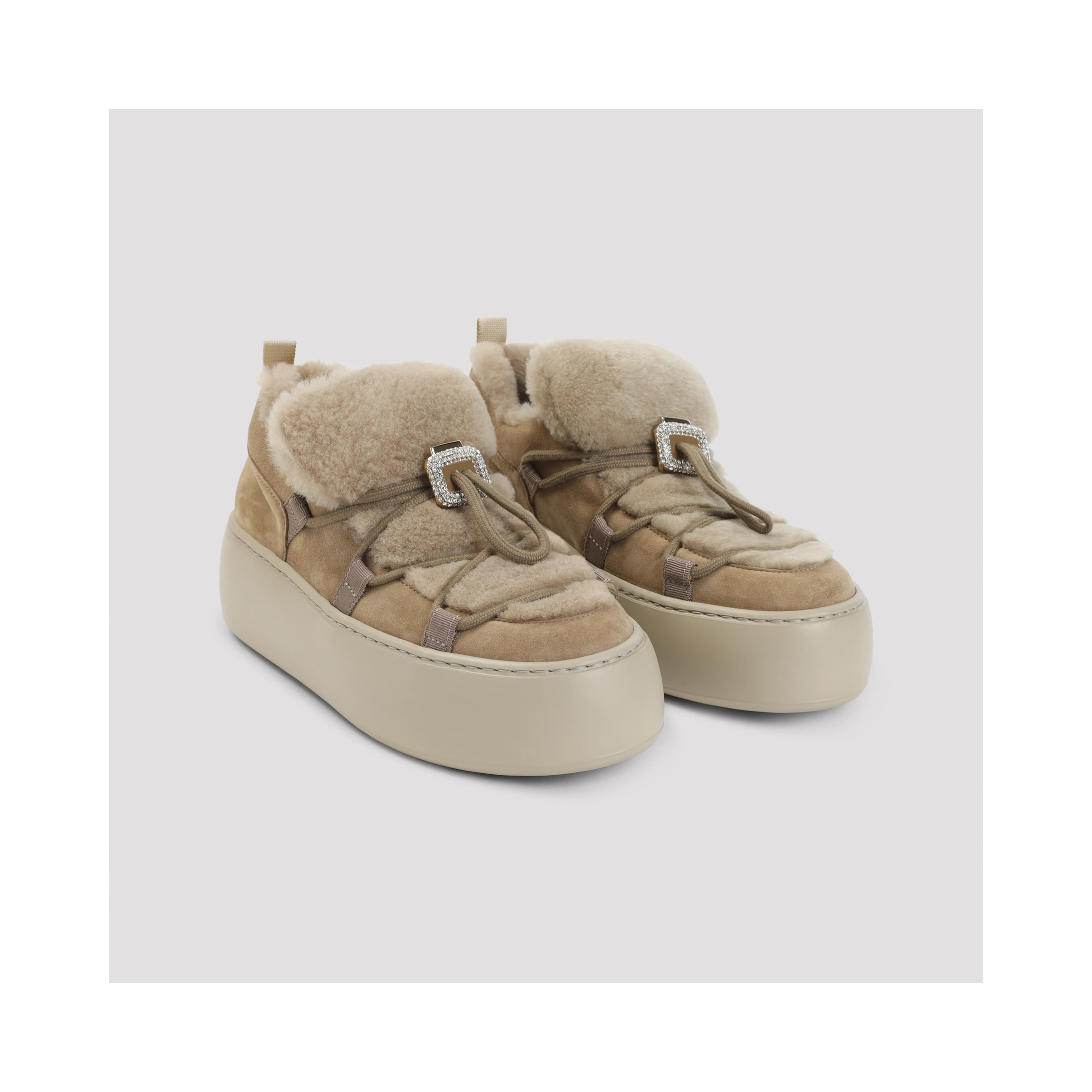 Roger Vivier Snow Lace Up Fur