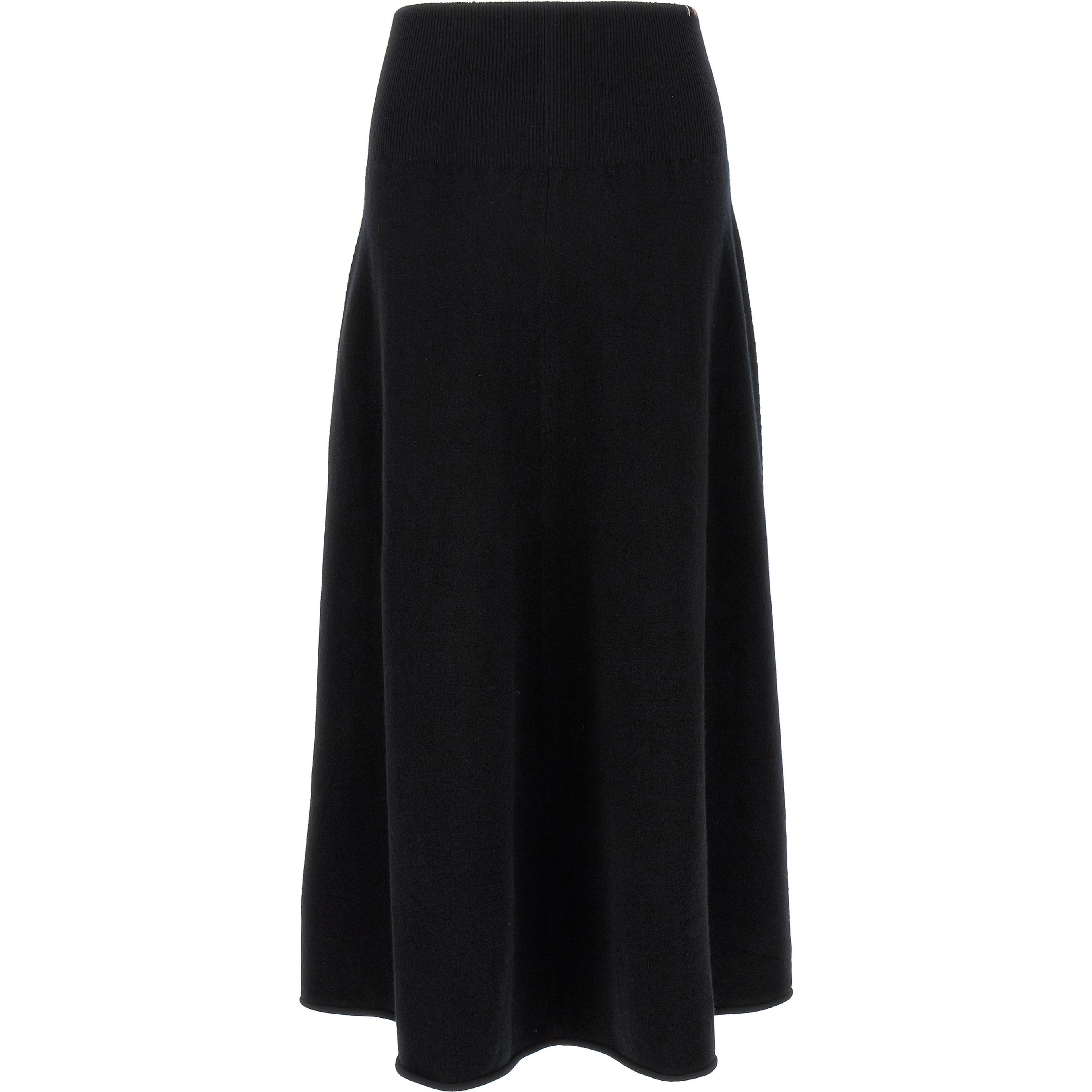 Black Cashmere Midi Skirt