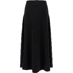 Black Cashmere Midi Skirt