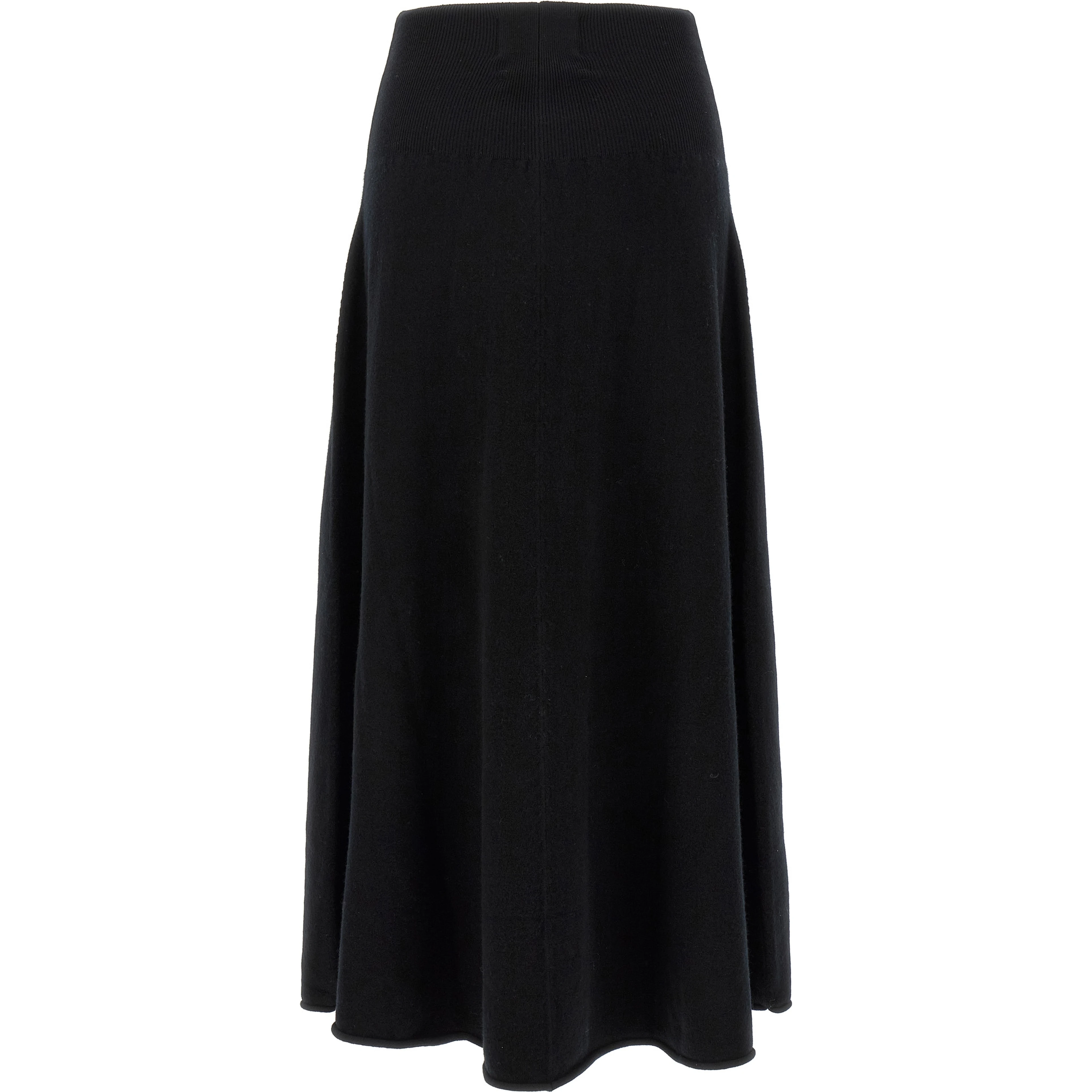 Black Cashmere Midi Skirt