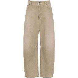 Beige Cotton Relaxed Fit Jeans